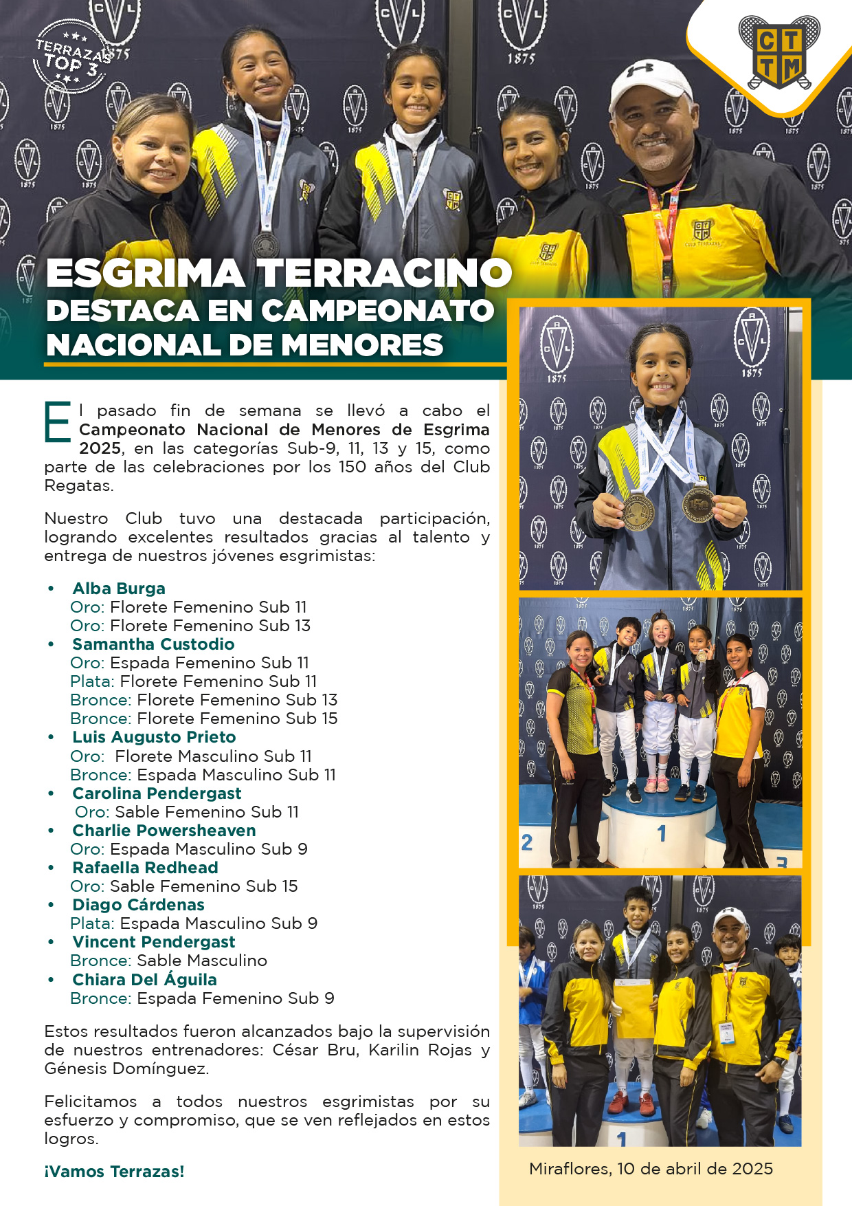 🤺 ESGRIMA TERRACINO DESTACA EN CAMPEONATO NACIONAL DE MENORES 🏆