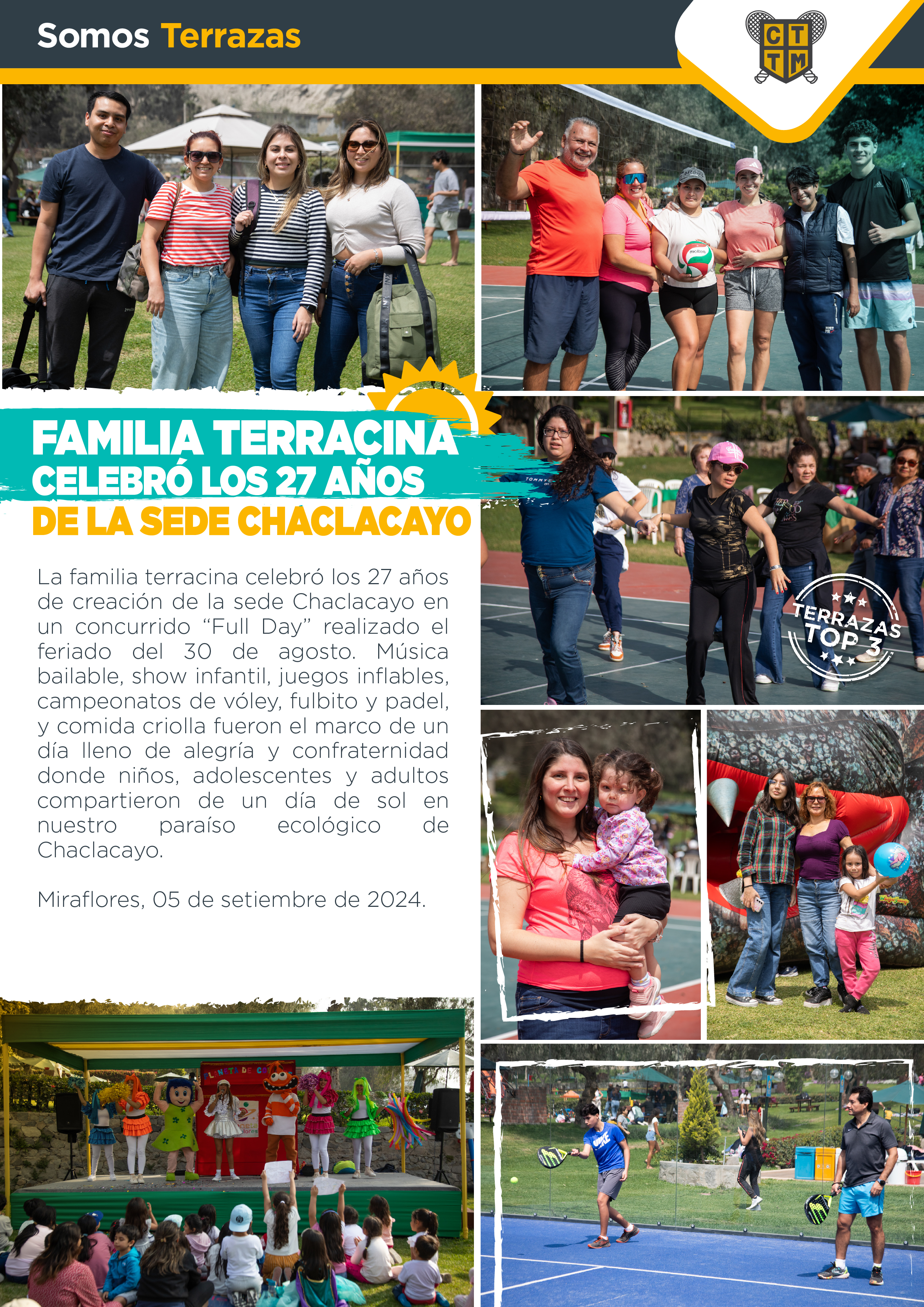 FAMILIA TERRACINA CELEBRÓ LOS 27 AÑOS DE LA SEDE DE CHACLACAYO