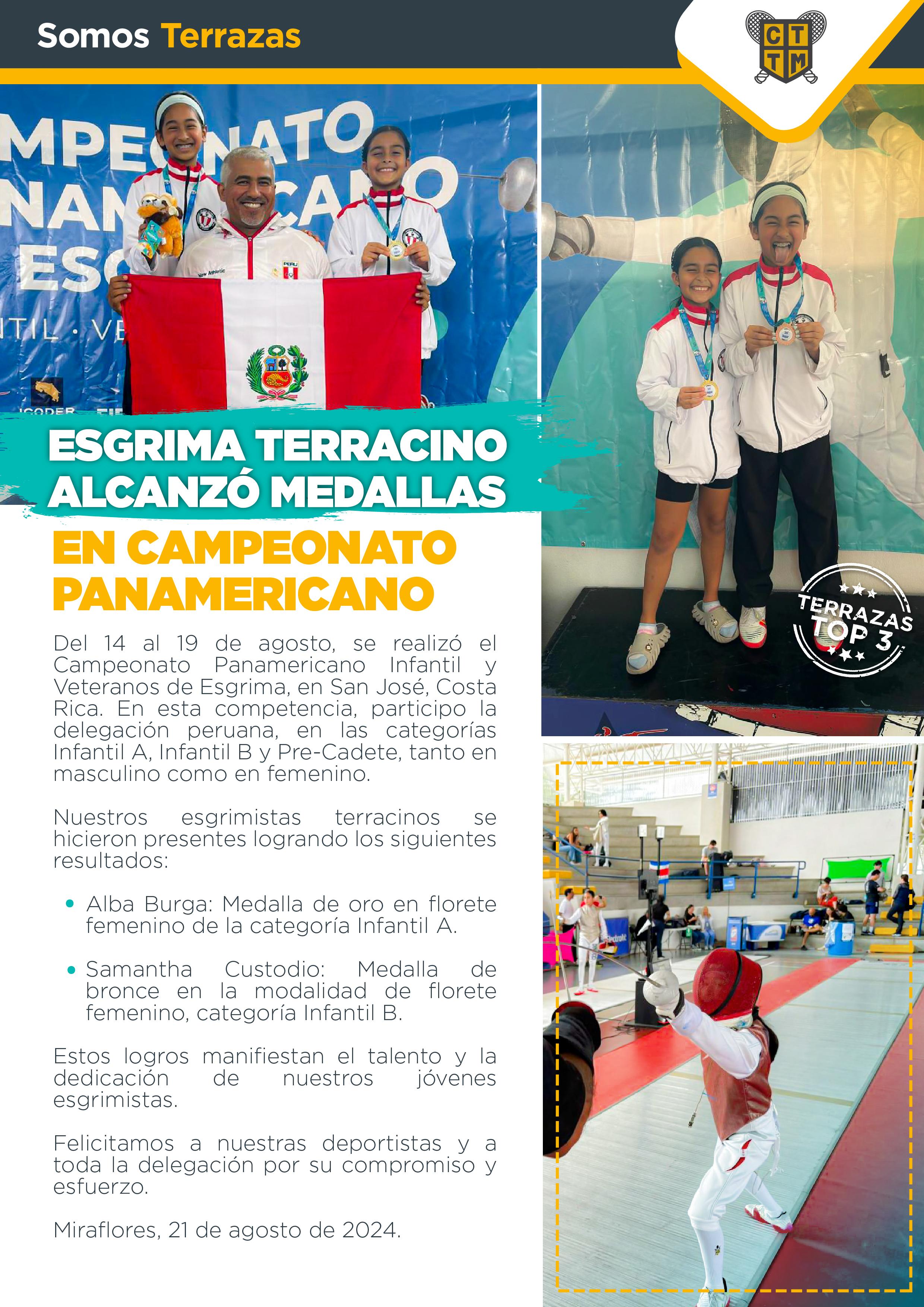 ESGRIMA TERRACINO ALCANZÓ MEDALLAS EN CAMPEONATO PANAMERICANO