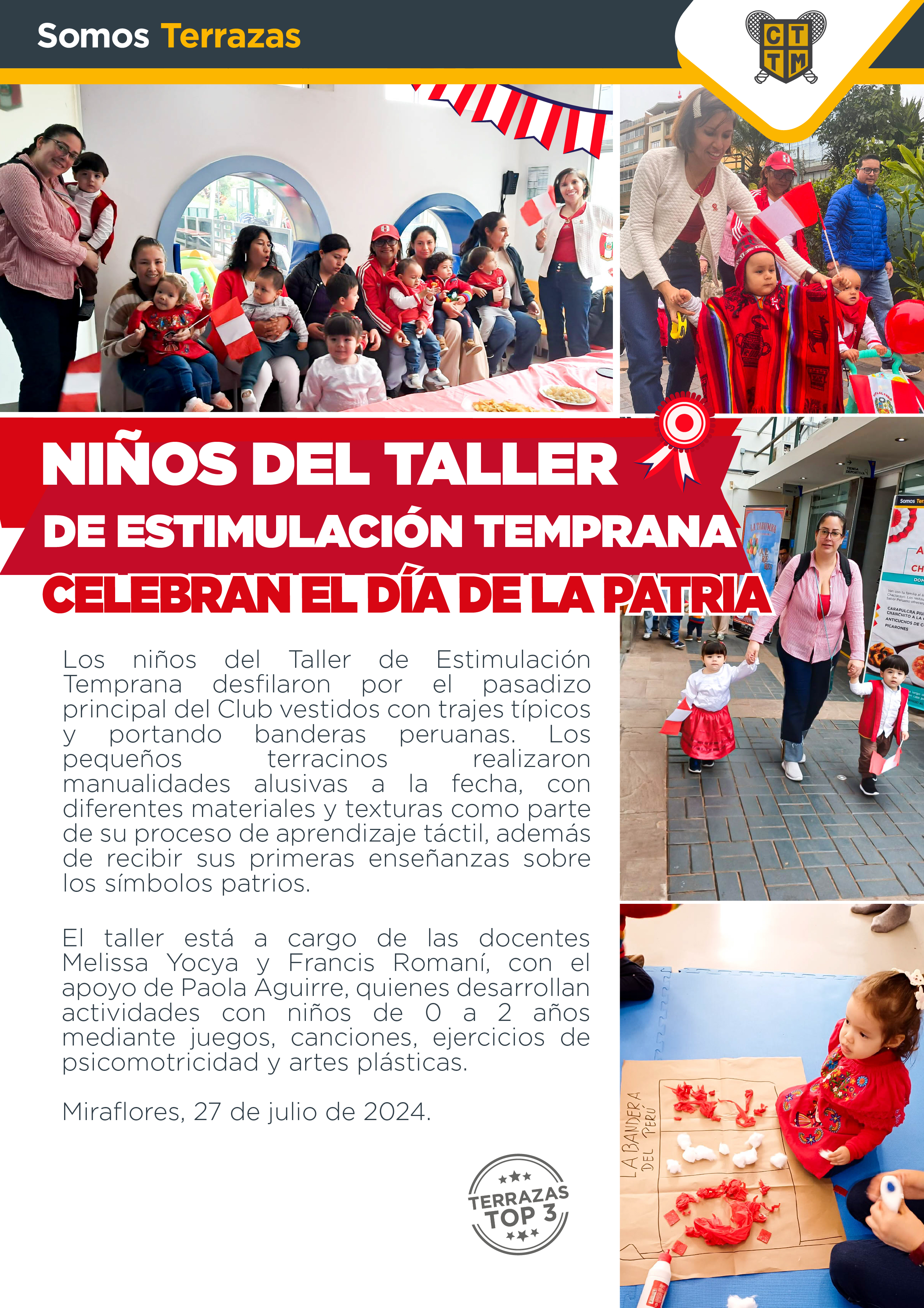 NIÑOS DEL TALLER DE ESTIMULACIÓN TEMPRANA CELEBRAN EL DÍA DE LA PATRIA
