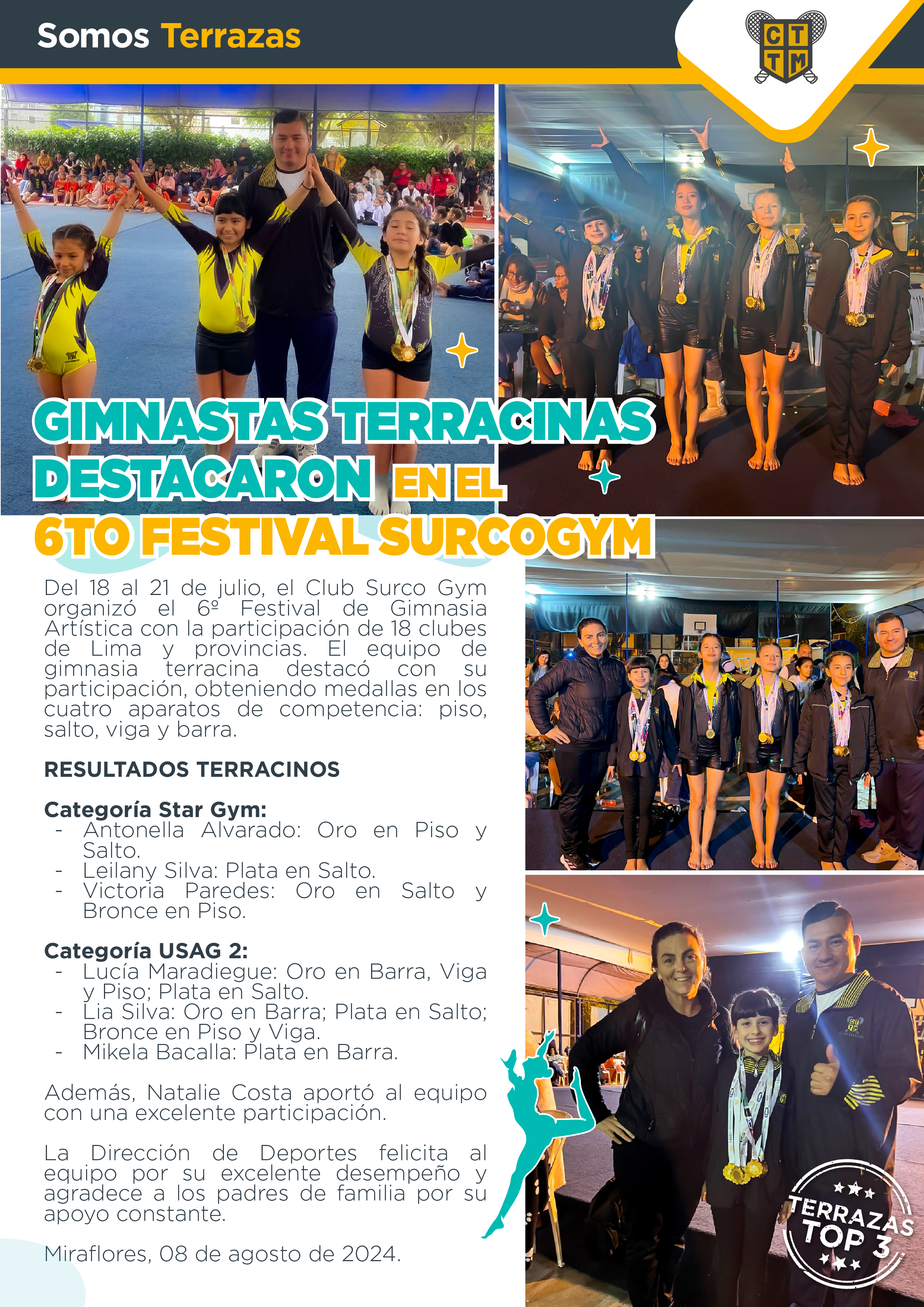 GIMNASTAS TERRACINAS DESTACARON EN EL 6º FESTIVAL SURCOGYM