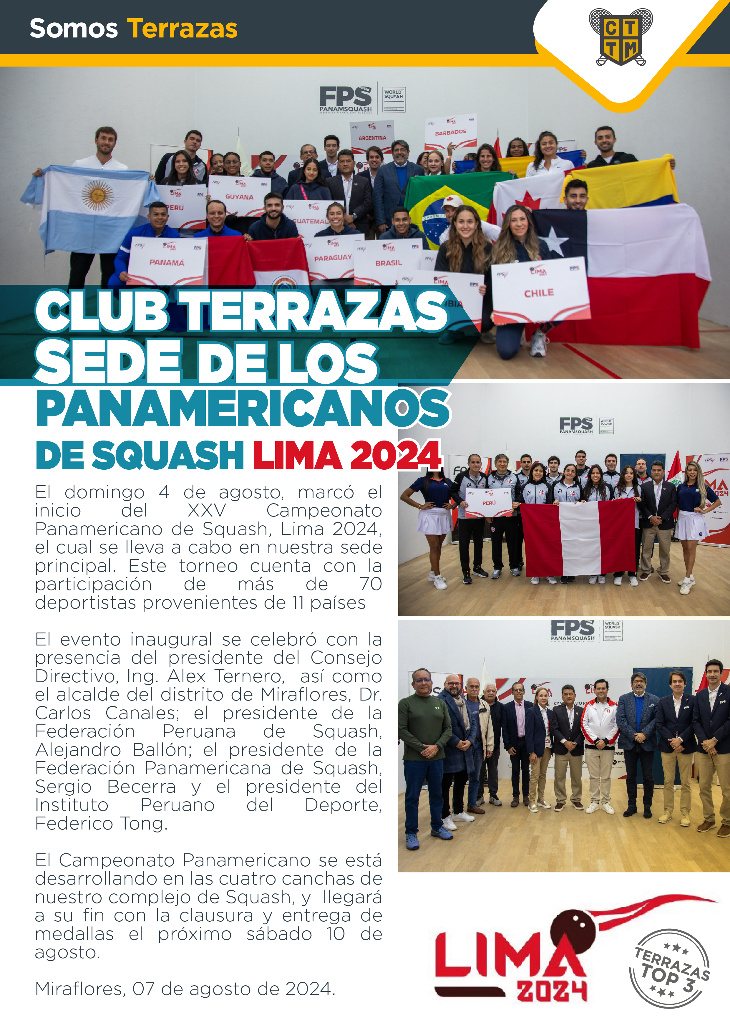 CLUB TERRAZAS SEDE DE LOS PANAMERICANOS DE SQUASH LIMA 2024