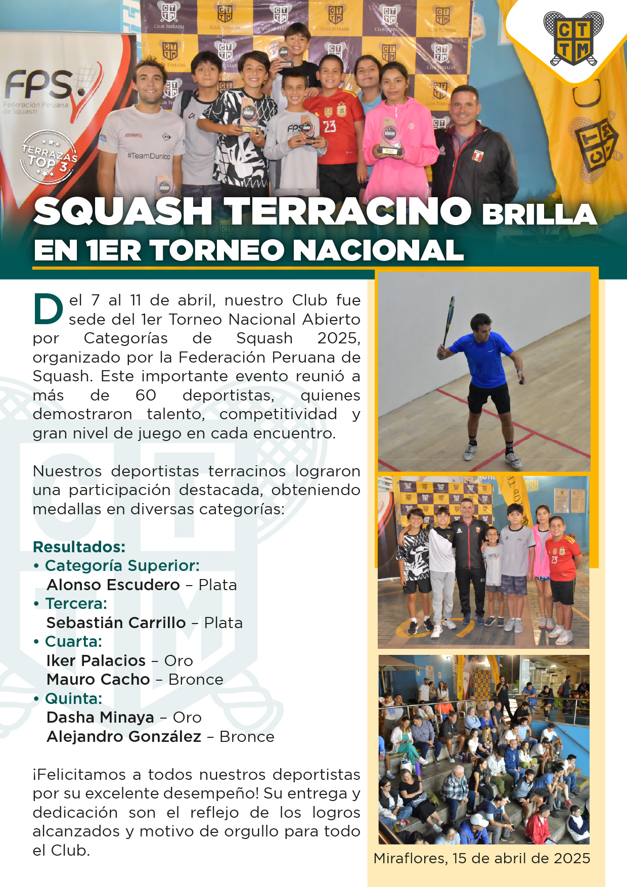 🏆🎾 SQUASH TERRACINO BRILLA EN 1ER TORNEO NACIONAL 🇵🇪✨