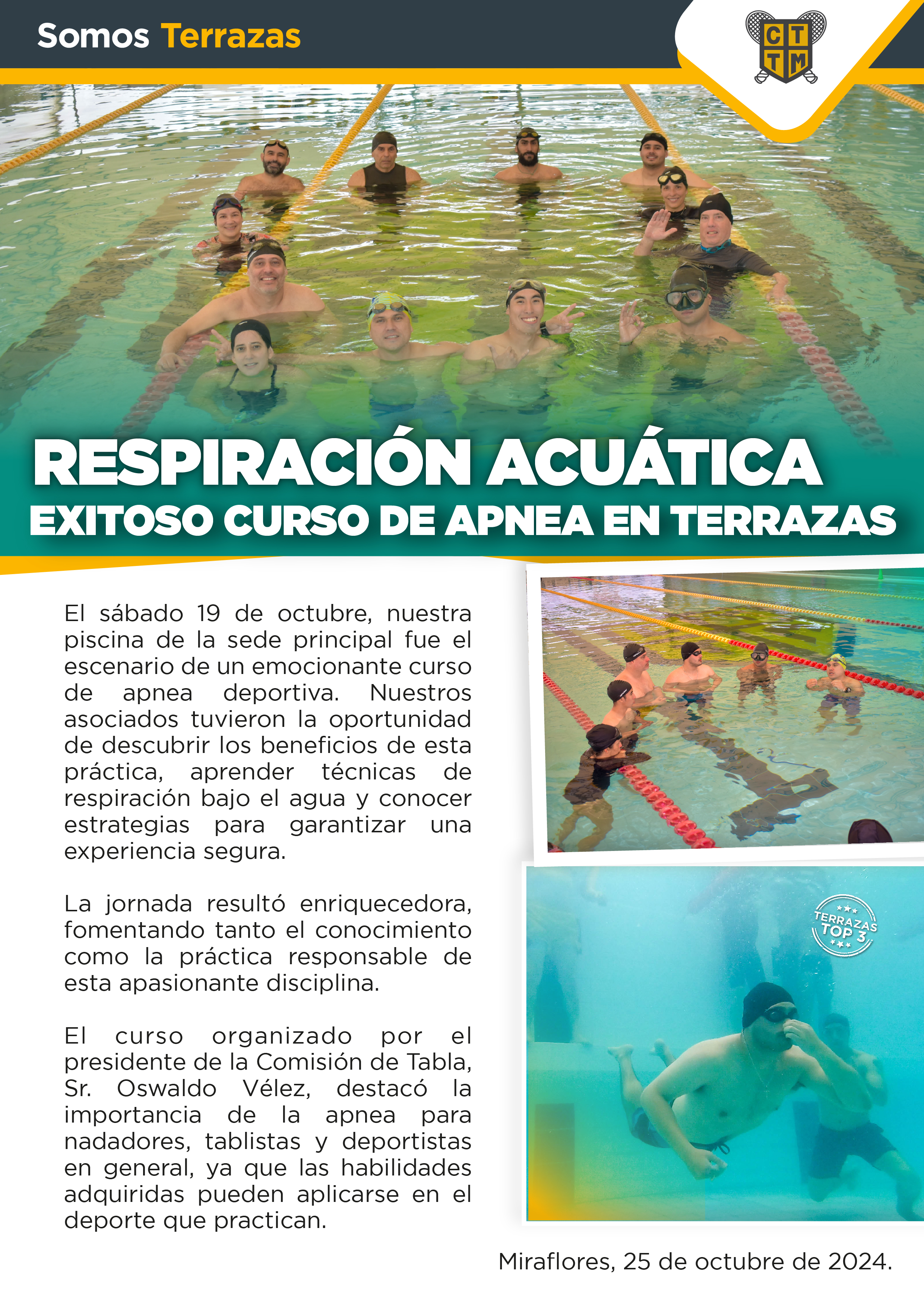 RESPIRACIÓN ACUÁTICA: EXITOSO CURSO DE APNEA EN EL TERRAZAS