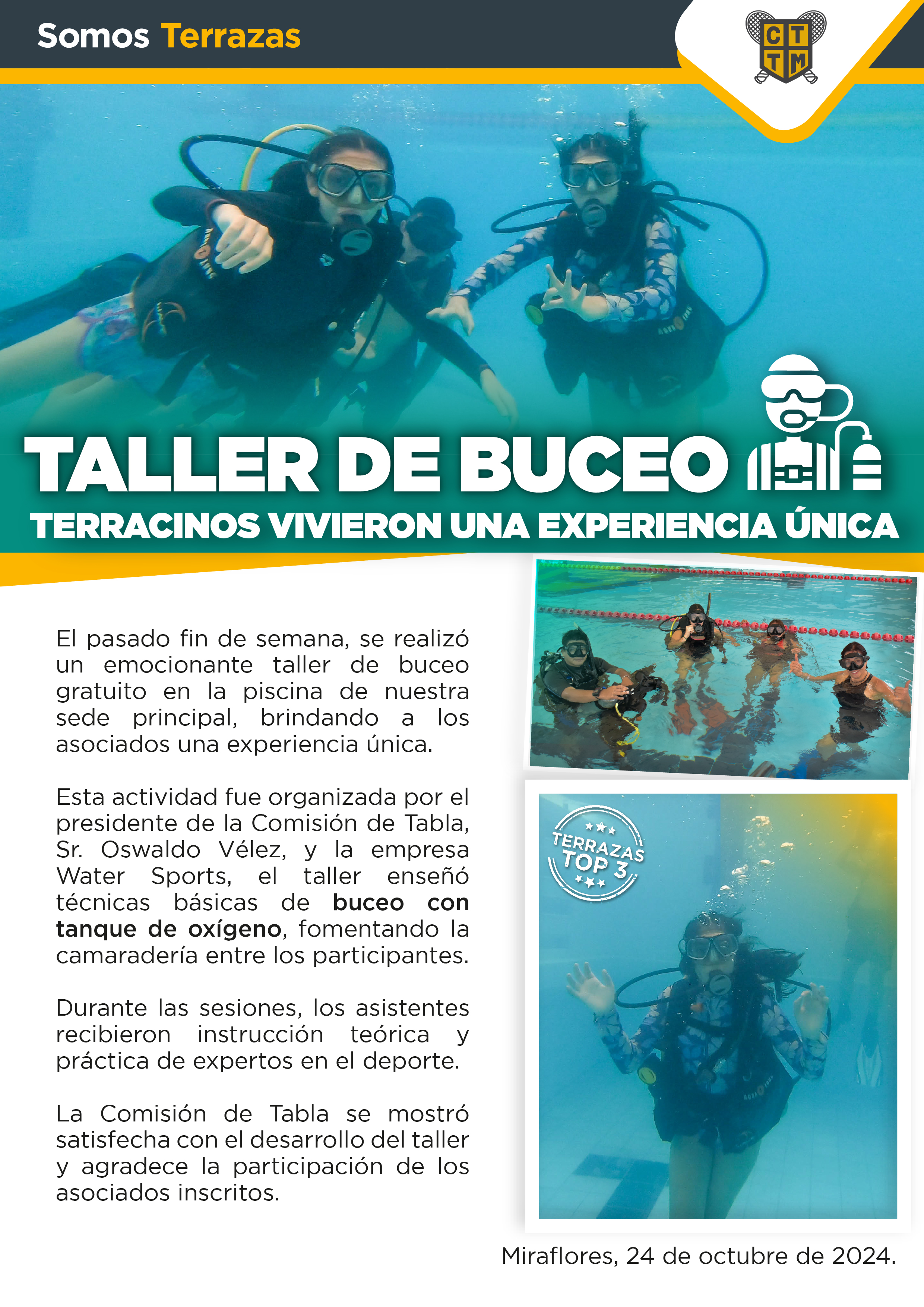 TALLER DE BUCEO: TERRACINOS VIVIERON UNA EXPERIENCIA ÚNICA 