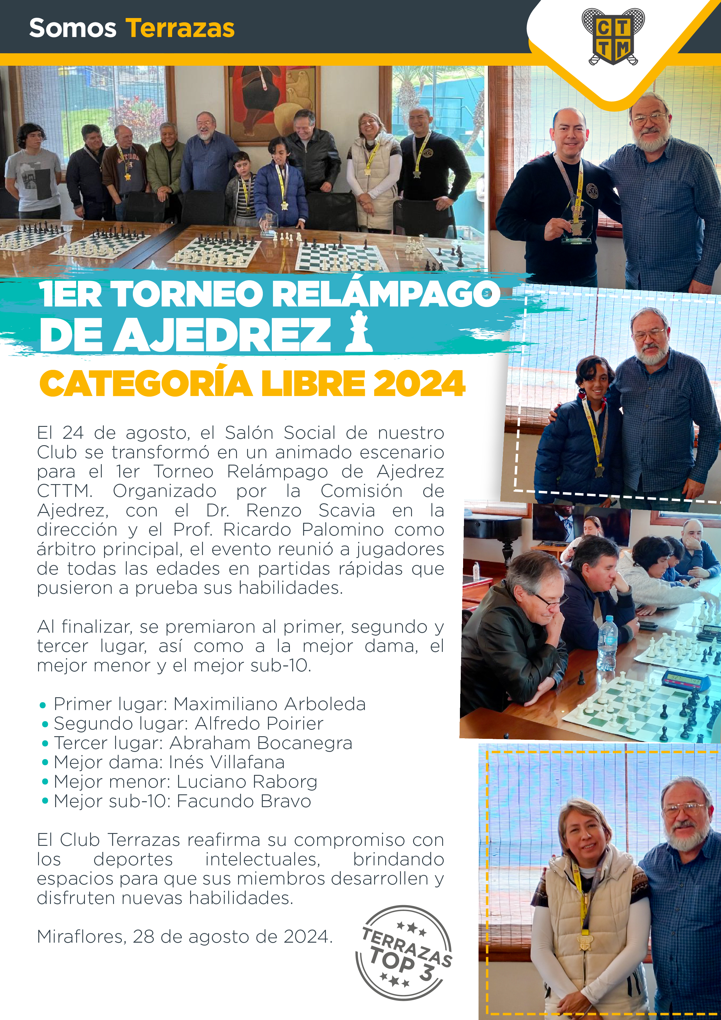 1ER TORNEO RELÁMPAGO DE AJEDREZ, CATEGORÍA LIBRE 2024 