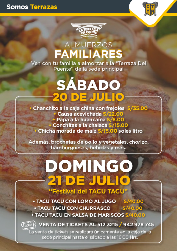 ALMUERZOS FAMILIARES - SÁBADO 20 Y DOMINGO 21 DE JULIO