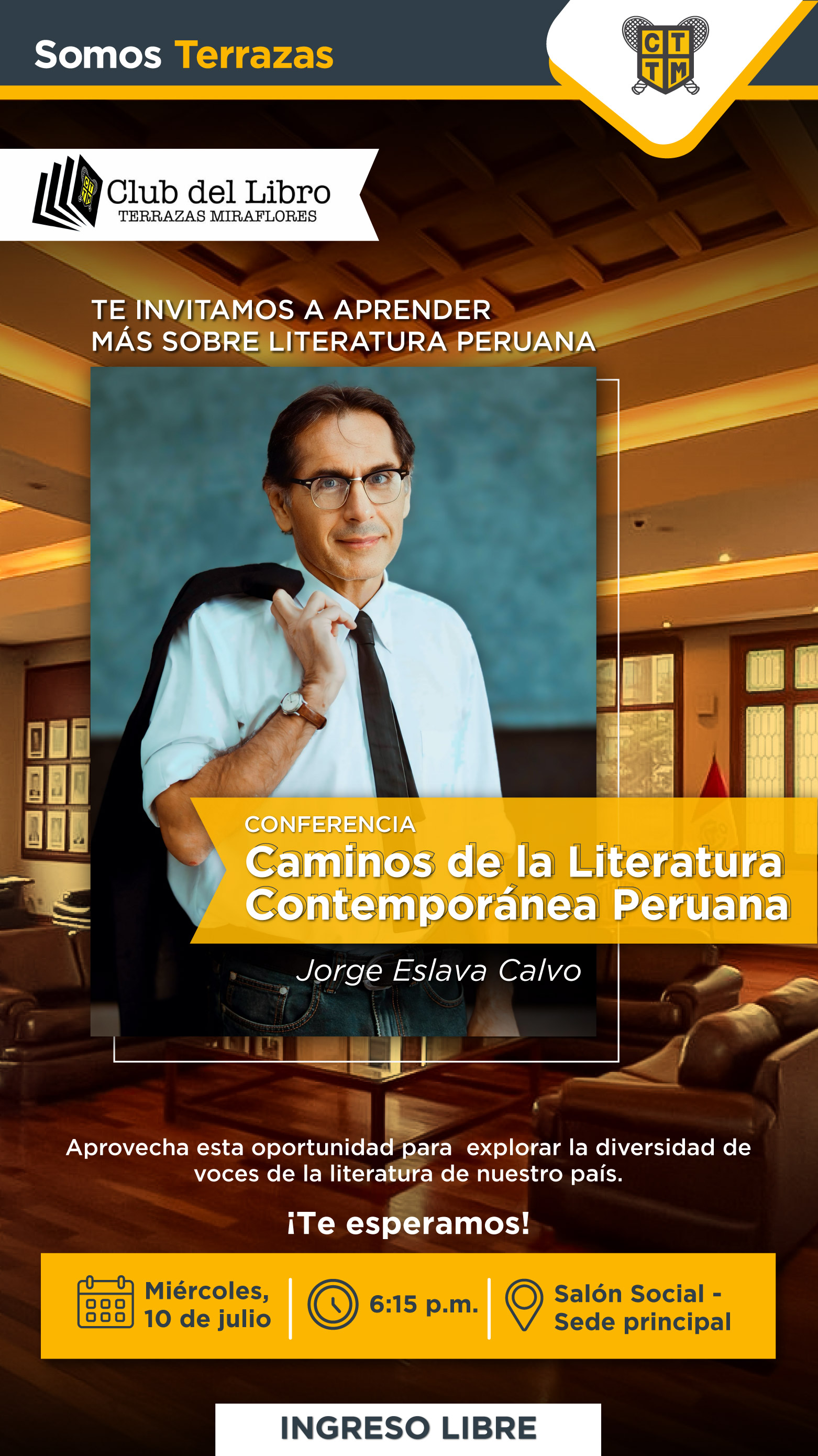 ESTÁS INVITADO A LA CONFERENCIA DEL CLUB DEL LIBRO  