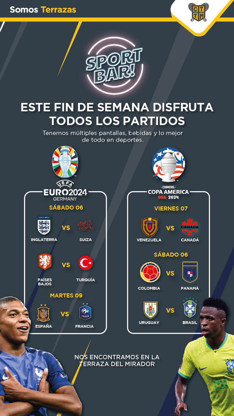 DISFRUTA CADA PARTIDO DE LA COPA AMÉRICA Y EURO COPA EN ¡SPORT BAR!