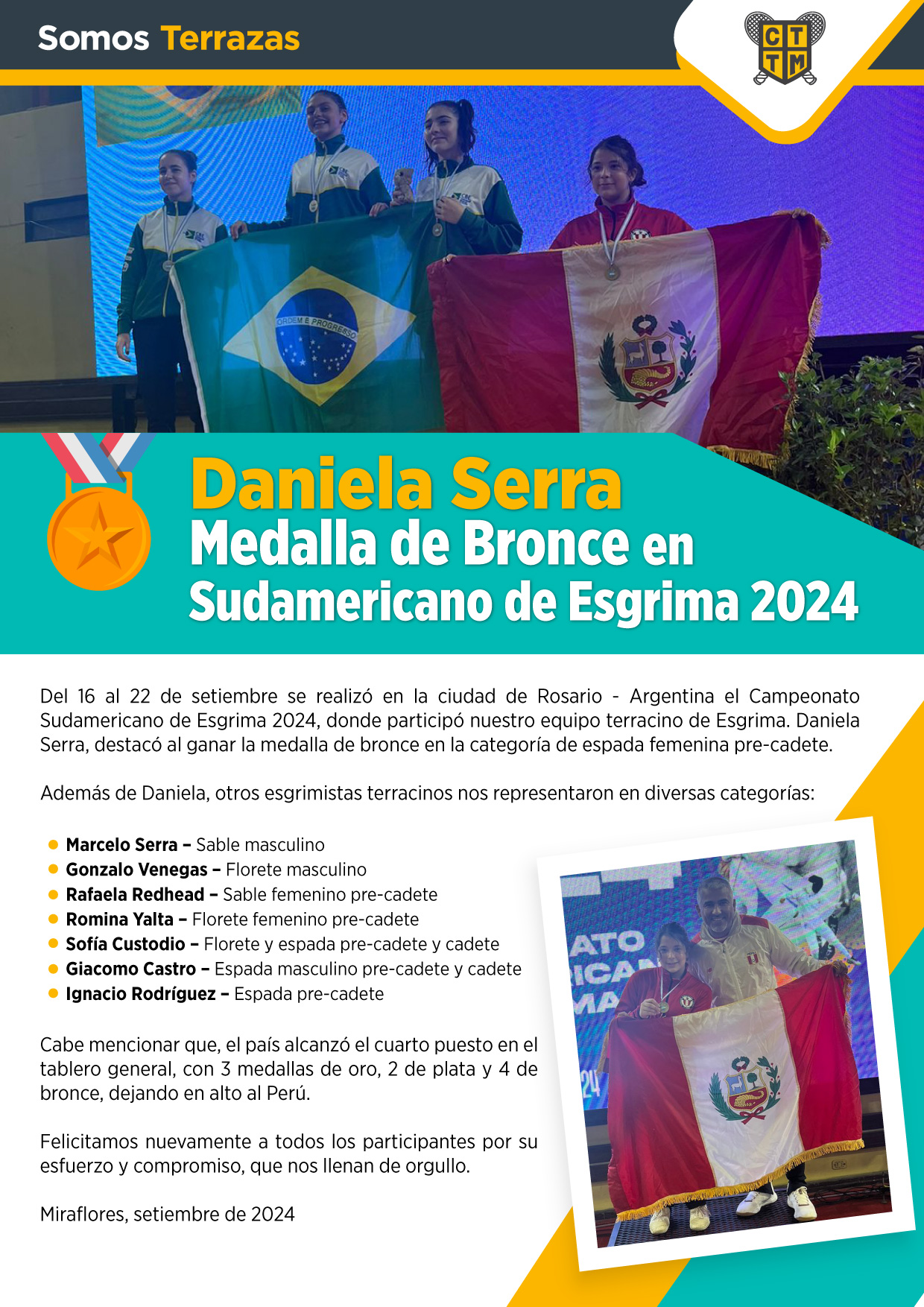 DANIELA SERRA, MEDALLA DE BRONCE EN CAMPEONATO SUDAMERICANO DE ESGRIMA