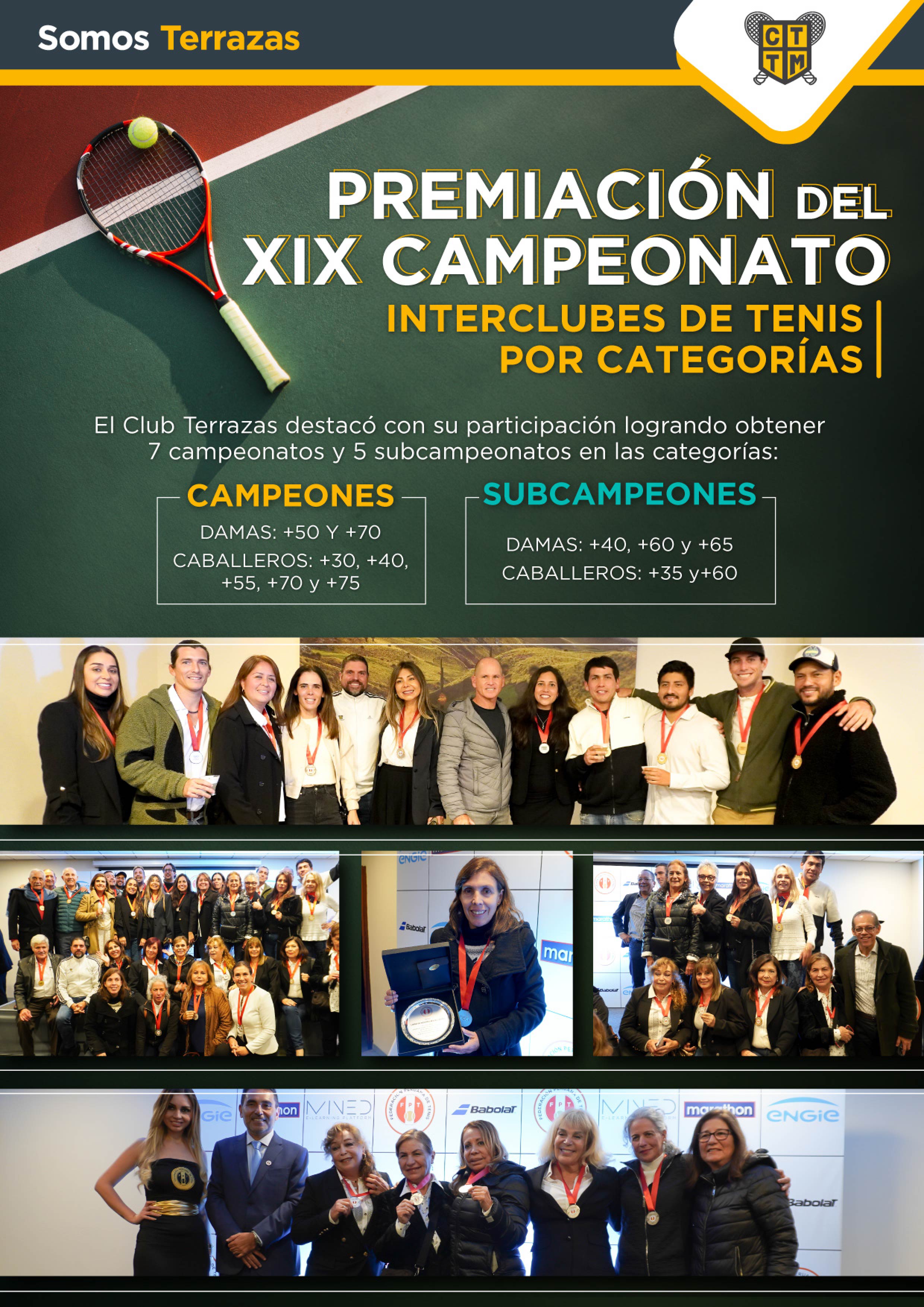 PREMIACIÓN DEL XIX CAMPEONATO INTERCLUBES DE TENIS POR CATEGORÍAS