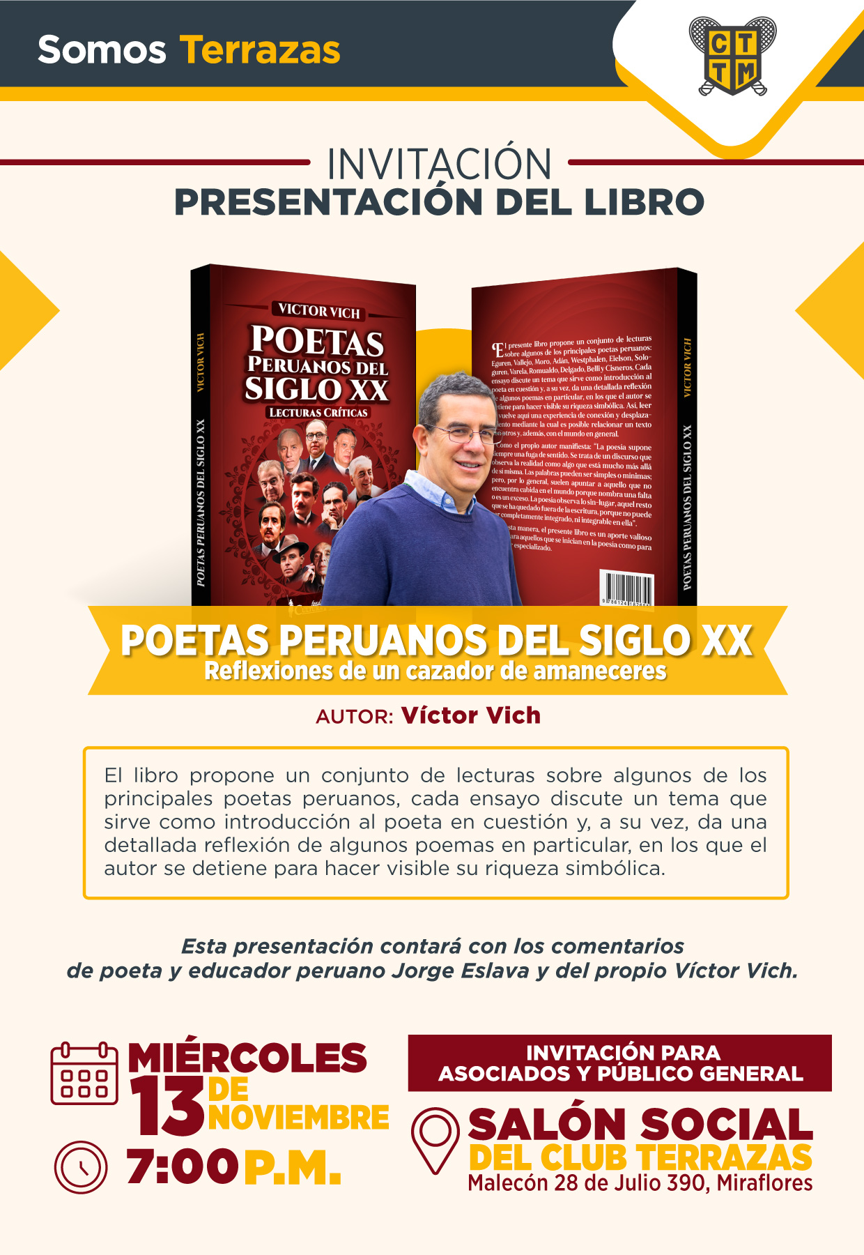 PRESENTACIÓN DEL LIBRO POETAS PERUANOS DEL SIGLO XX DE VÍCTOR VICH