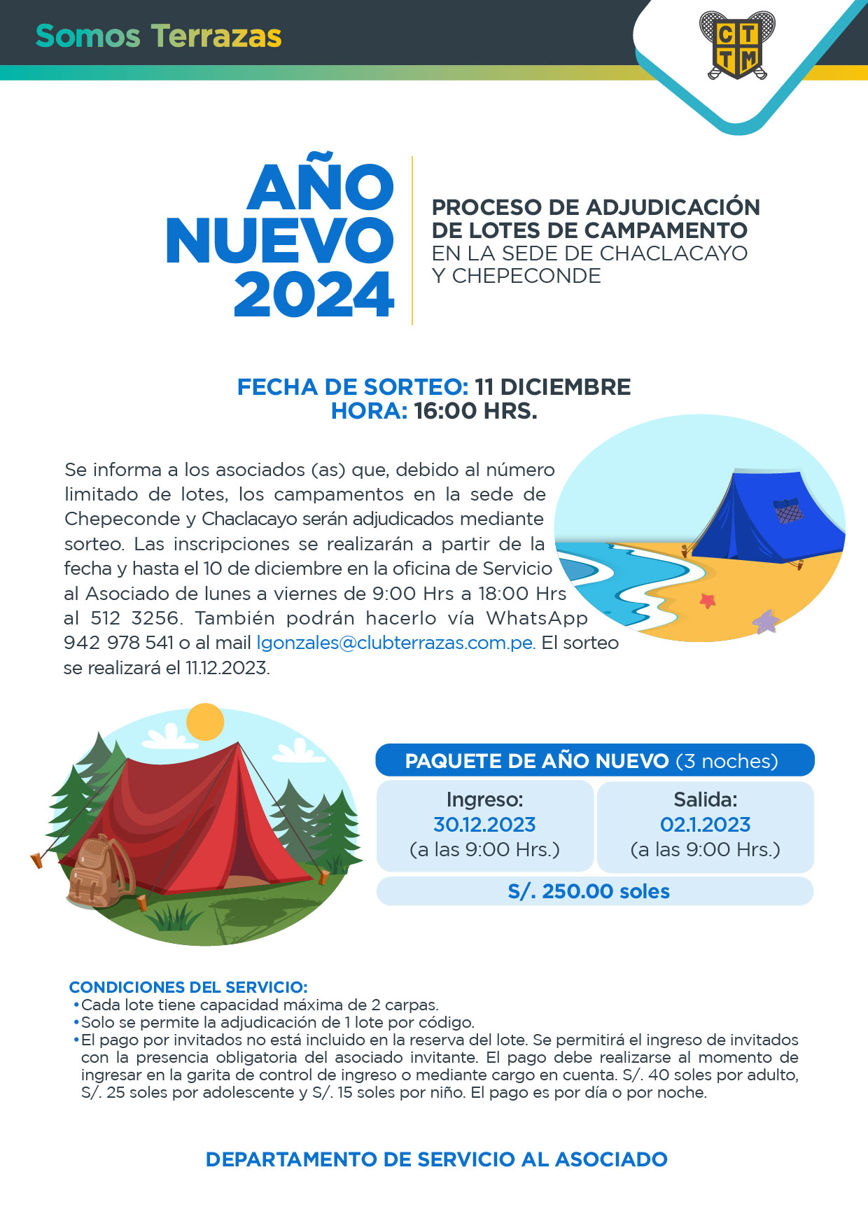 PROCESO DE ADJUDICACIÓN DE LOTES DE CAMPAMENTO EN LA SEDE DE CHACLACAYO Y CHEPECONDE AÑO NUEVO 2024