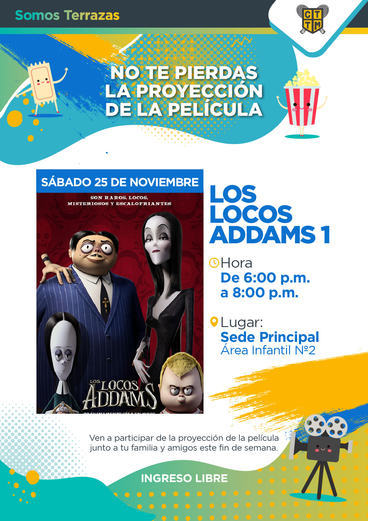 NO TE PIERDAS LA PROYECCIÓN DE LA PELÍCULA "LOS LOCOS ADDAMS 1"