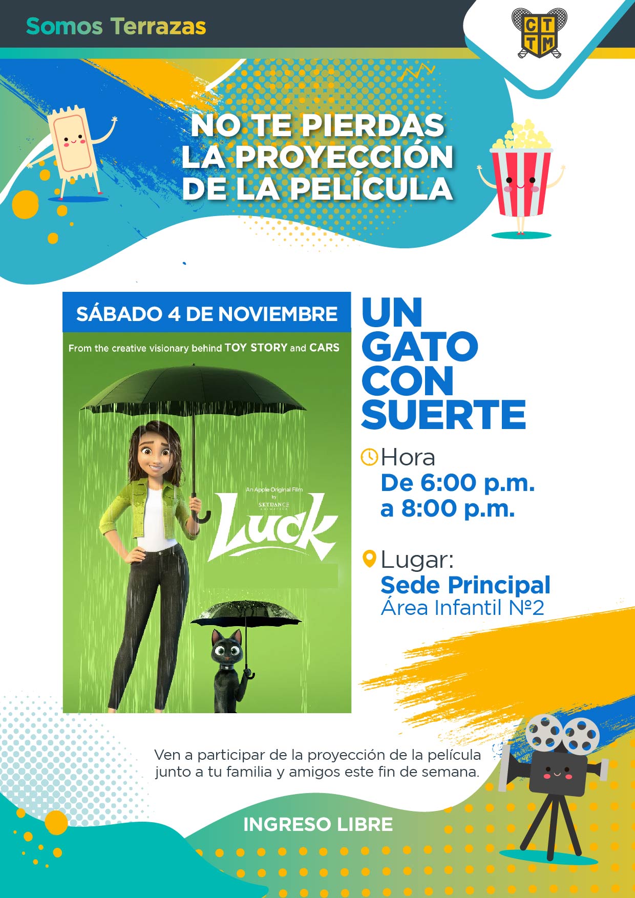 NO TE PIERDAS LA PROYECCIÓN DE LA PELÍCULA "UN GATO CON SUERTE"