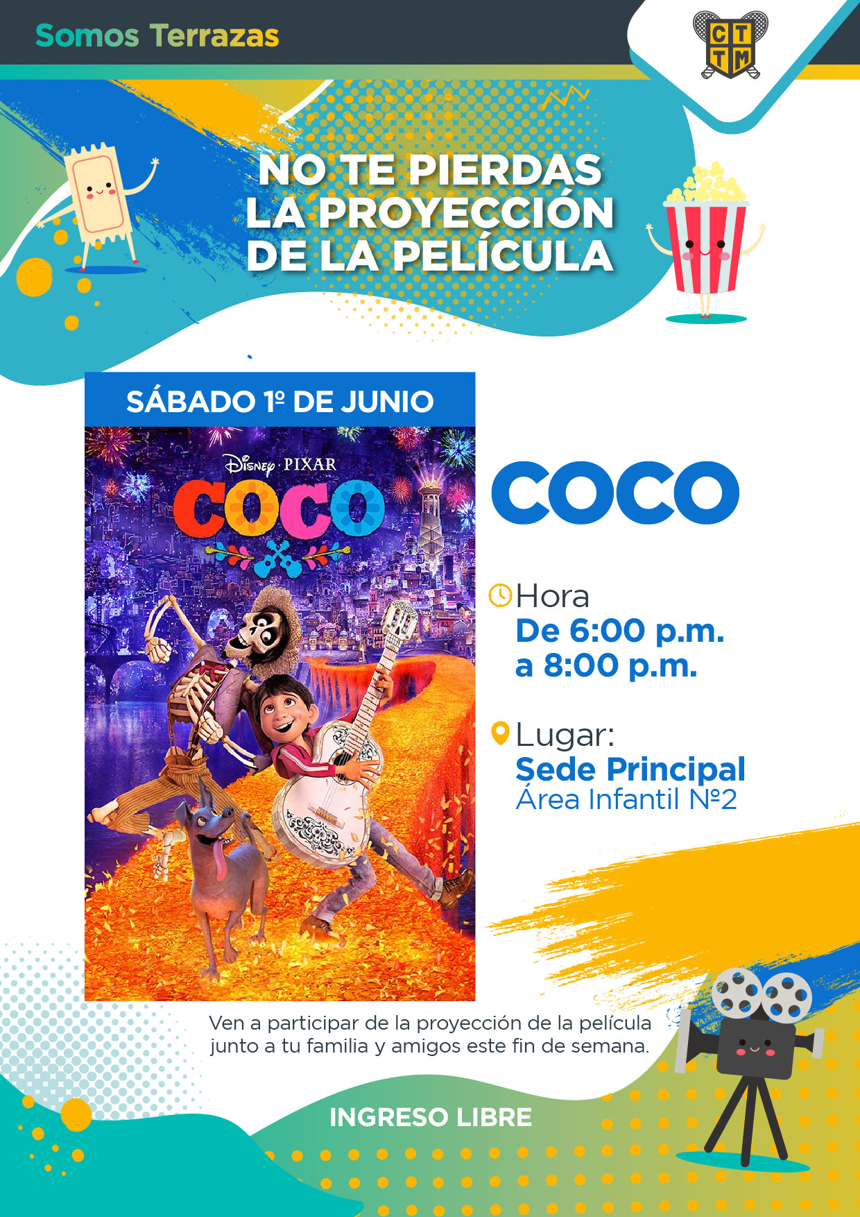 NO TE PIERDAS LA PROYECCIÓN DE LA PELÍCULA "COCO"