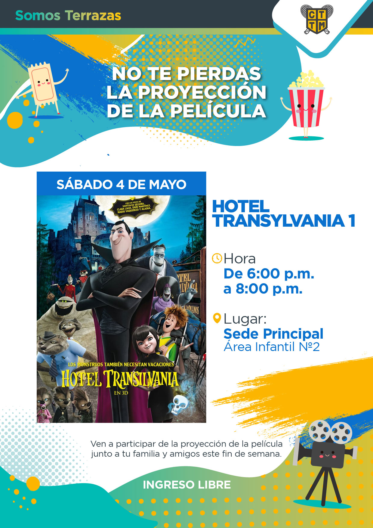 NO TE PIERDAS LA PROYECCIÓN DE LA PELÍCULA "HOTEL TRANSYLVANIA 1"