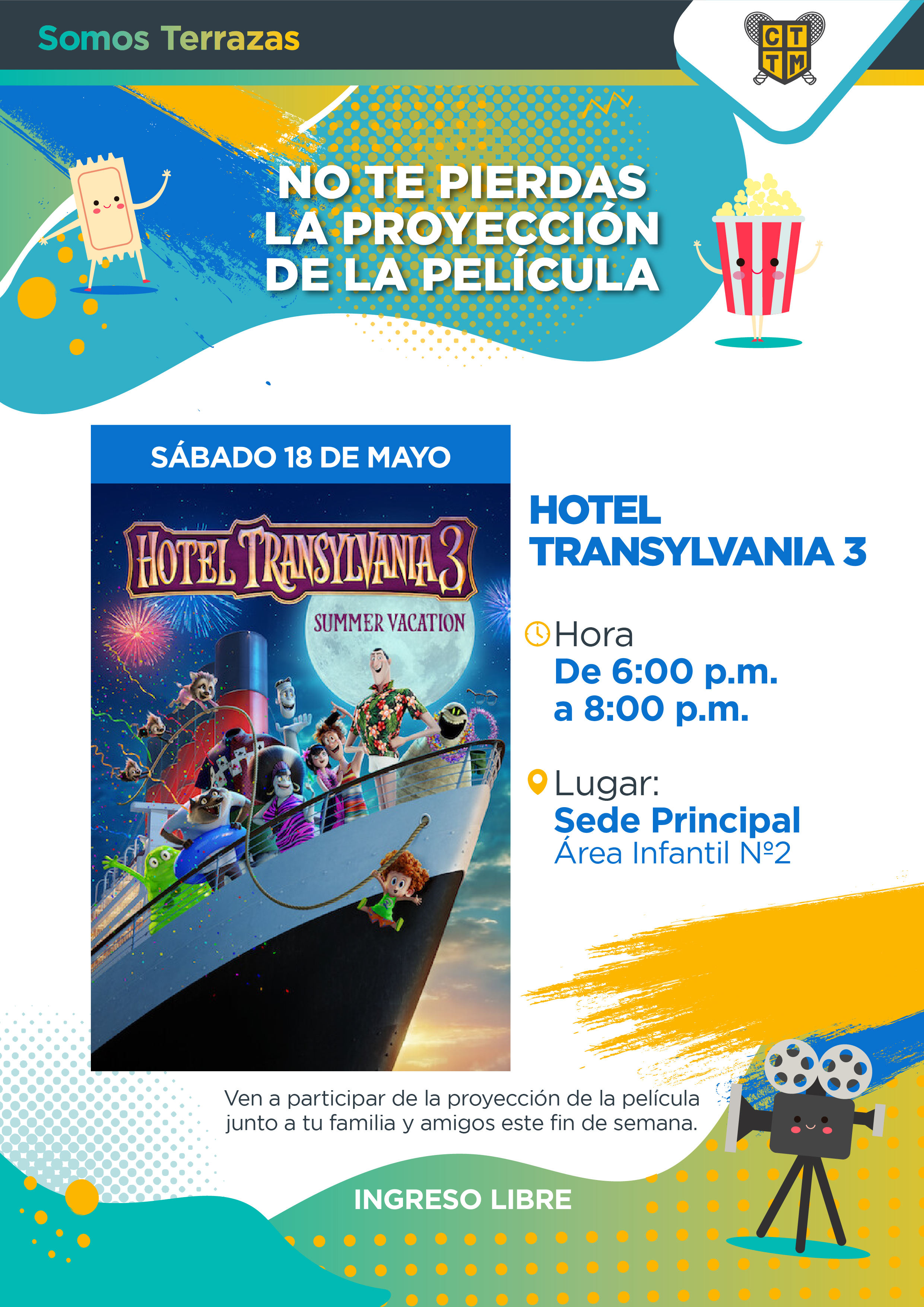 NO TE PIERDAS LA PROYECCIÓN DE LA PELÍCULA "HOTEL TRANSYLVANIA 3"