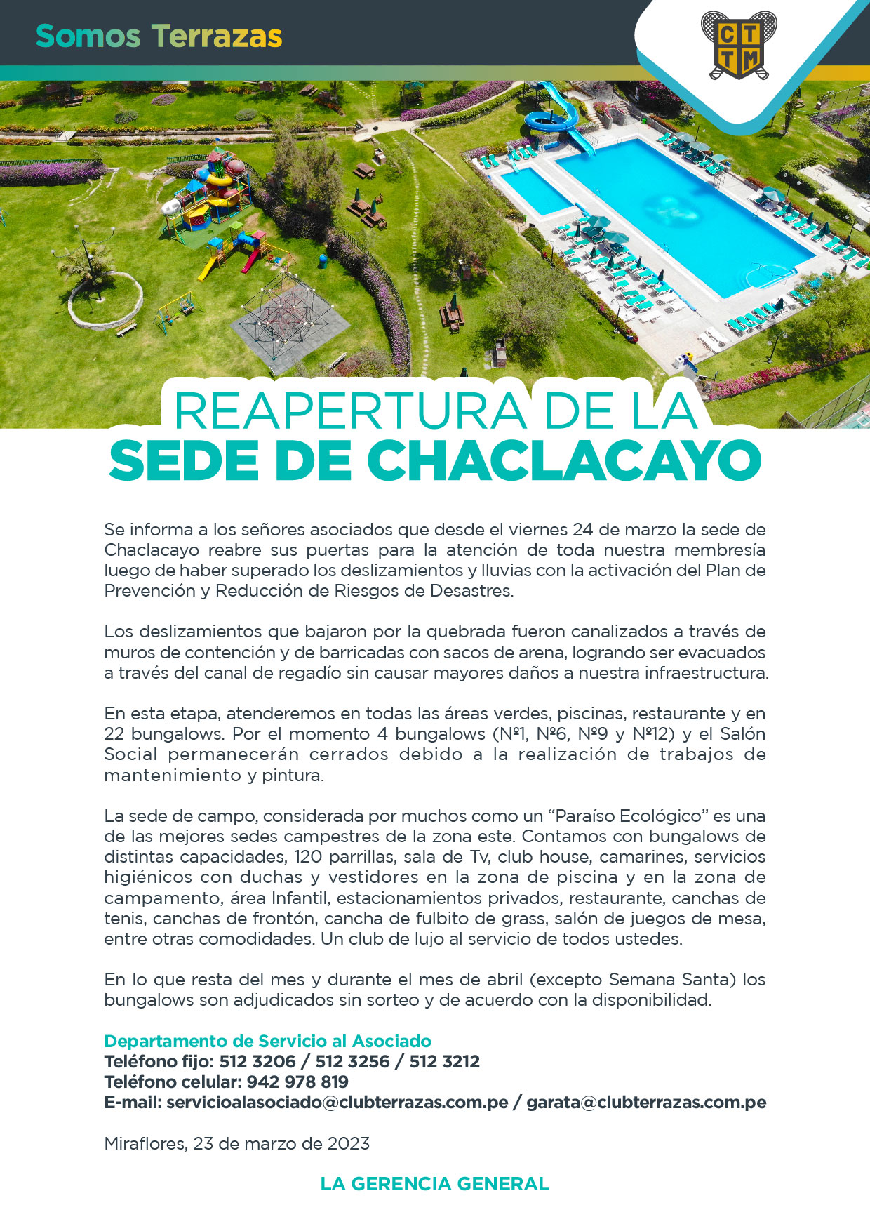 REAPERTURA DE LA SEDE DE CHACLACAYO