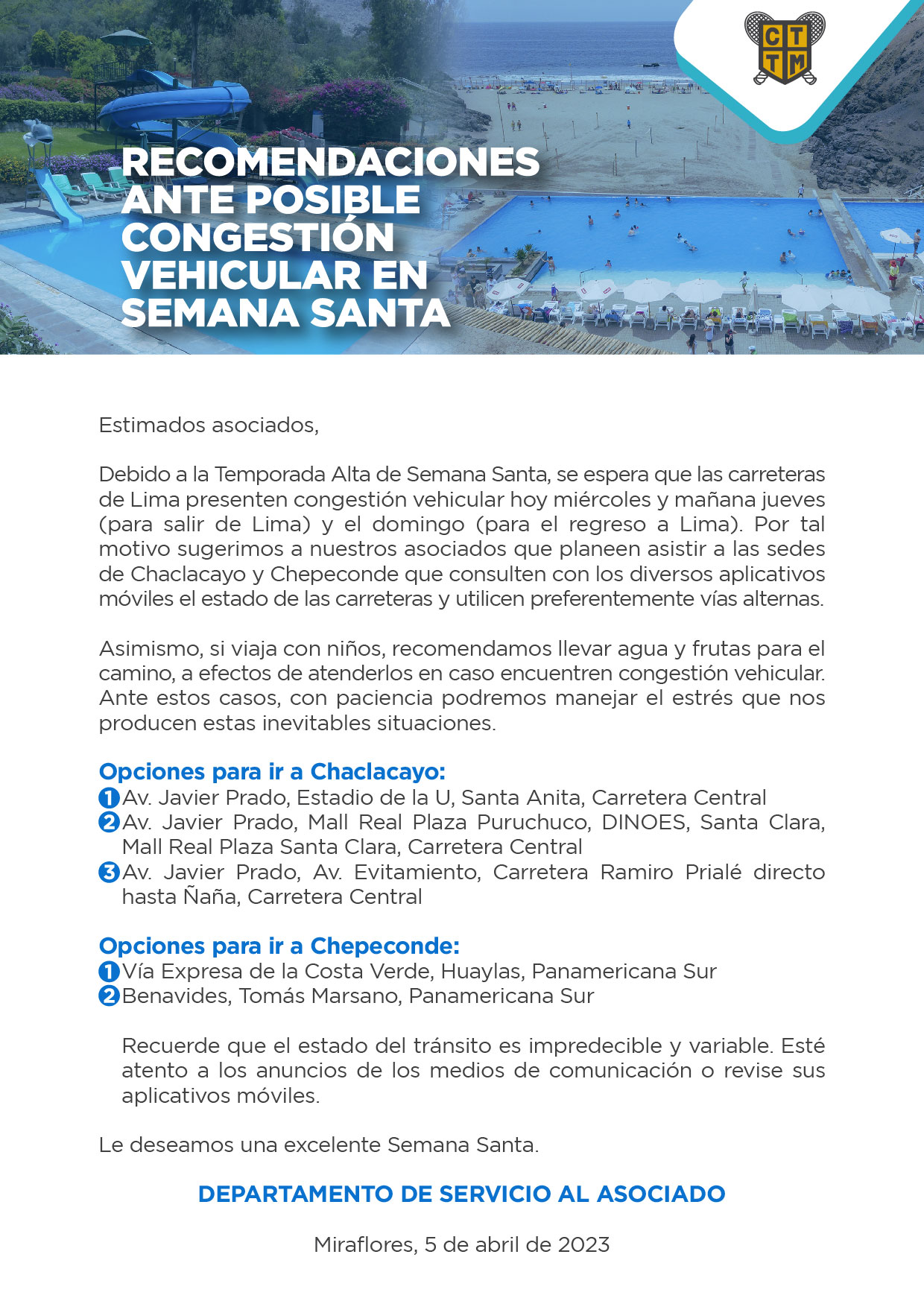 RECOMENDACIONES ANTE POSIBLE CONGESTIÓN VEHICULAR EN SEMANA SANTA