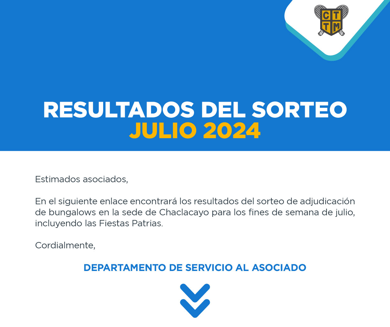 RESULTADOS DEL SORTEO: JULIO 2024