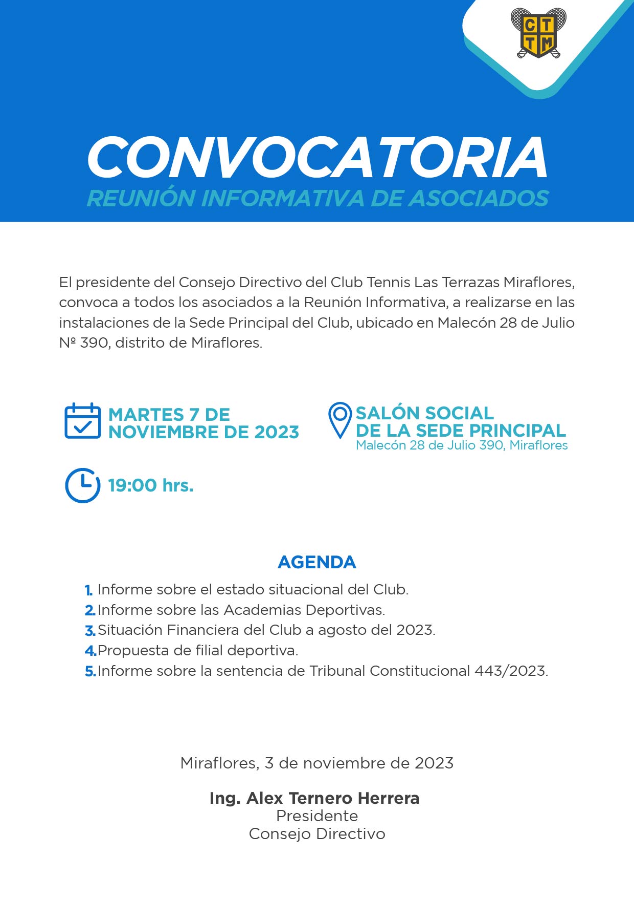 CONVOCATORIA: REUNIÓN INFORMATIVA DE ASOCIADOS 