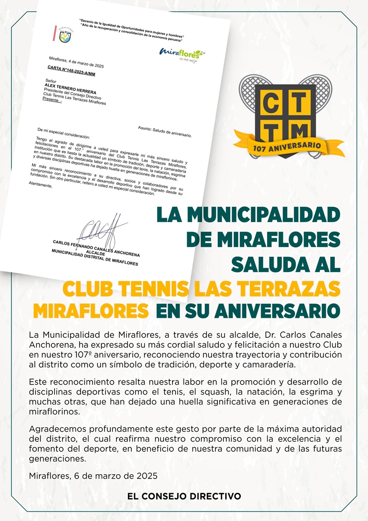 SALUDO DE LA MUNICIPALIDAD DE MIRAFLORES📣