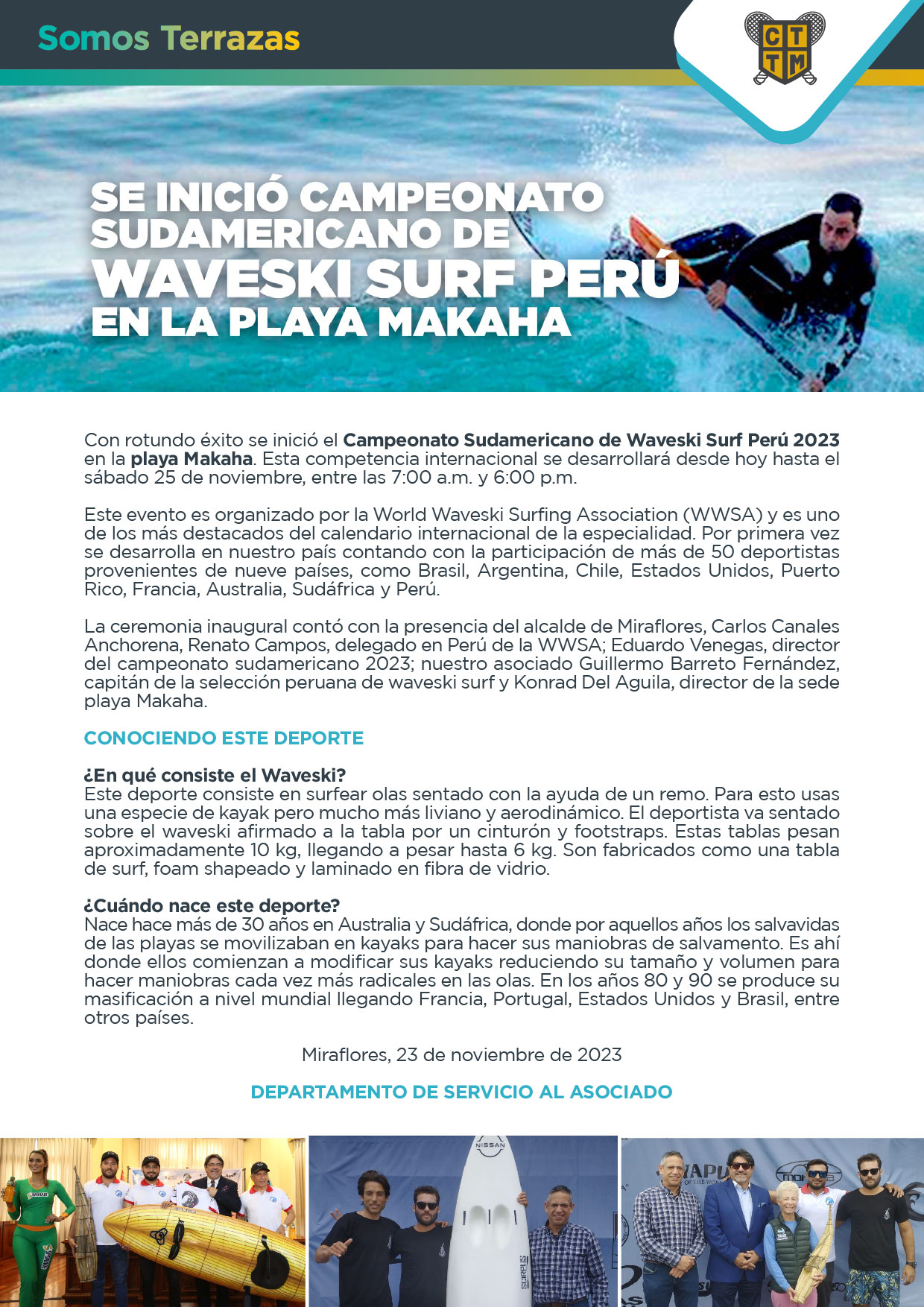 SE INICIÓ CAMPEONATO SUDAMERICANO DE WAVESKI SURF PERÚ EN LA PLAYA MAKAHA
