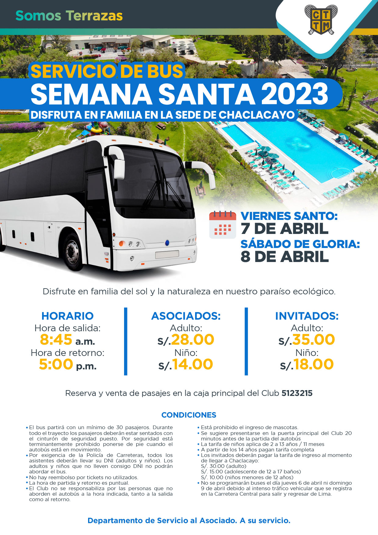 SERVICIO DE BUS SEMANA SANTA 2023 - DISFRUTA EN FAMILIA EN LA SEDE DE CHACLACAYO