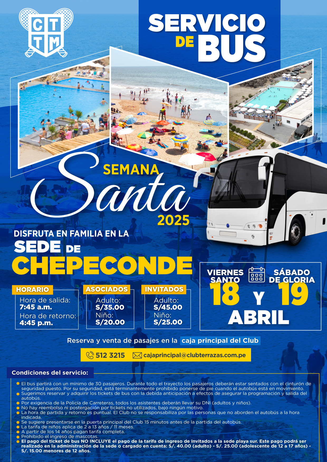 🚌 SERVICIO DE BUS SEMANA SANTA 2025  - DISFRUTA EN FAMILIA EN LA SEDE DE CHEPECONDE 🏖️🌊