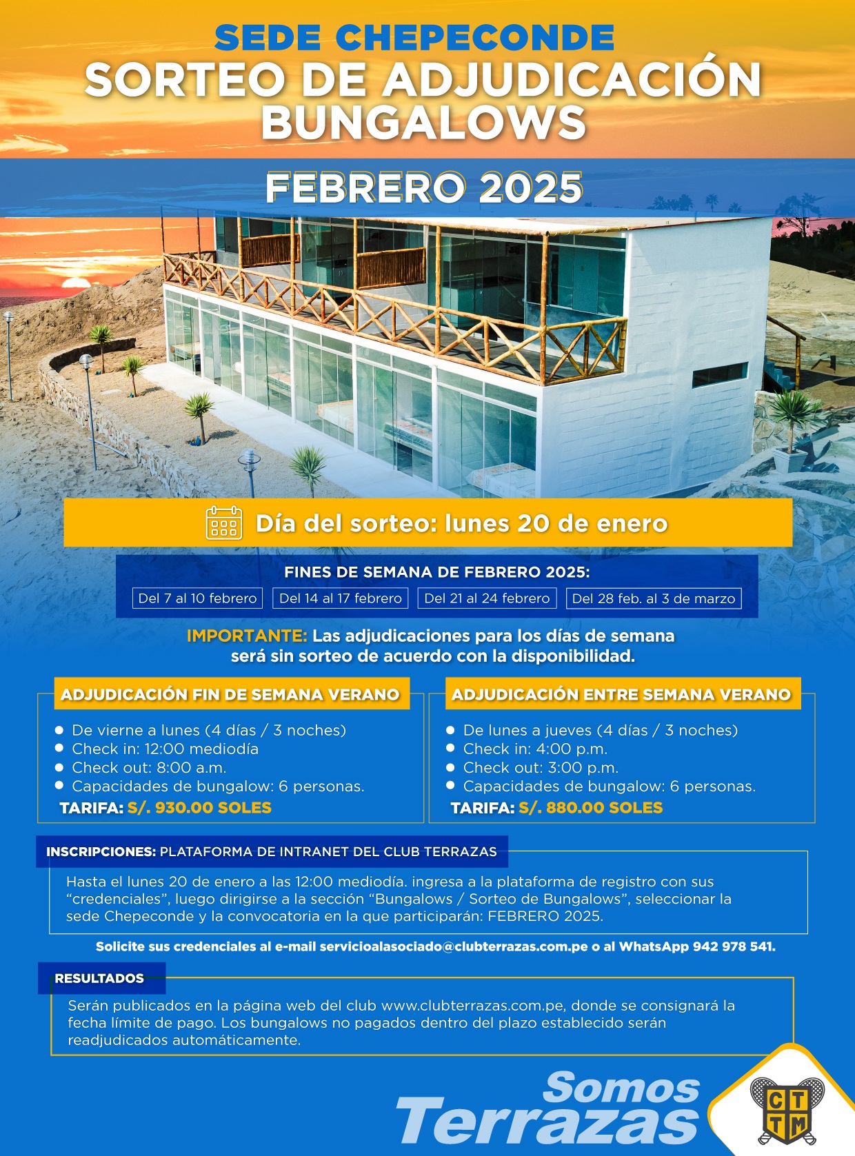 🎉 SORTEO DE ADJUDICACIÓN DE BUNGALOW SEDE CHEPECONDE 🏖️🌊🌞