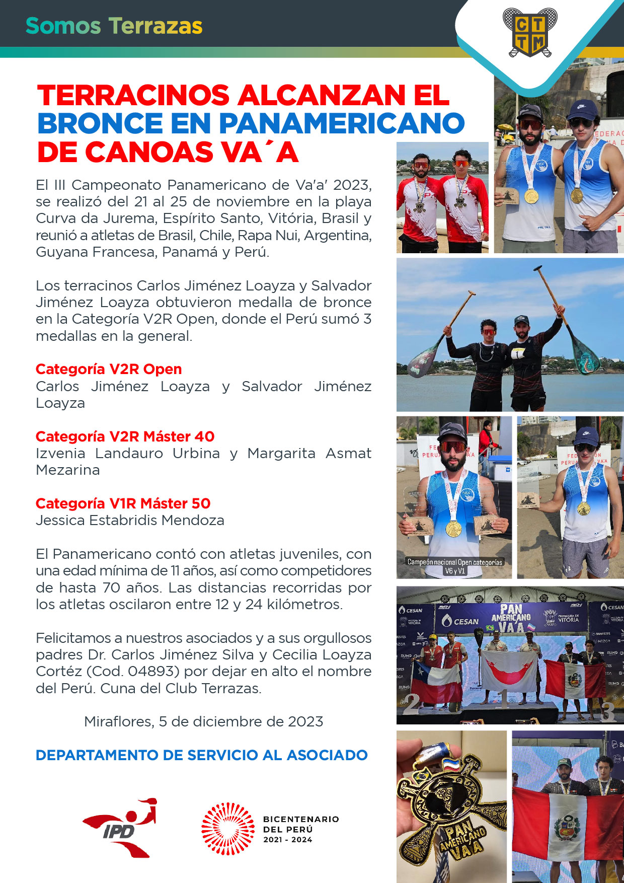 TERRACINOS ALCANZAN EL BRONCE EN PANAMERICANO DE CANOAS VA´A