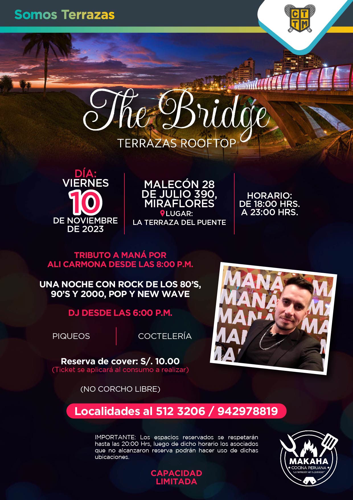 ESTE VIERNES 10 DE NOVIEMBRE TE ESPERAMOS EN THE BRIDGE TERRAZAS ROOFTOP