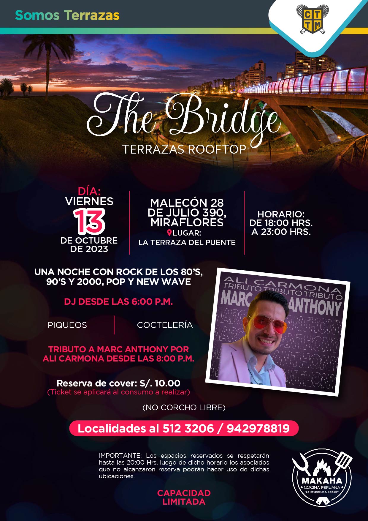 ESTE VIERNES 13 DE OCTUBRE TE ESPERAMOS EN THE BRIDGE TERRAZAS ROOFTOP