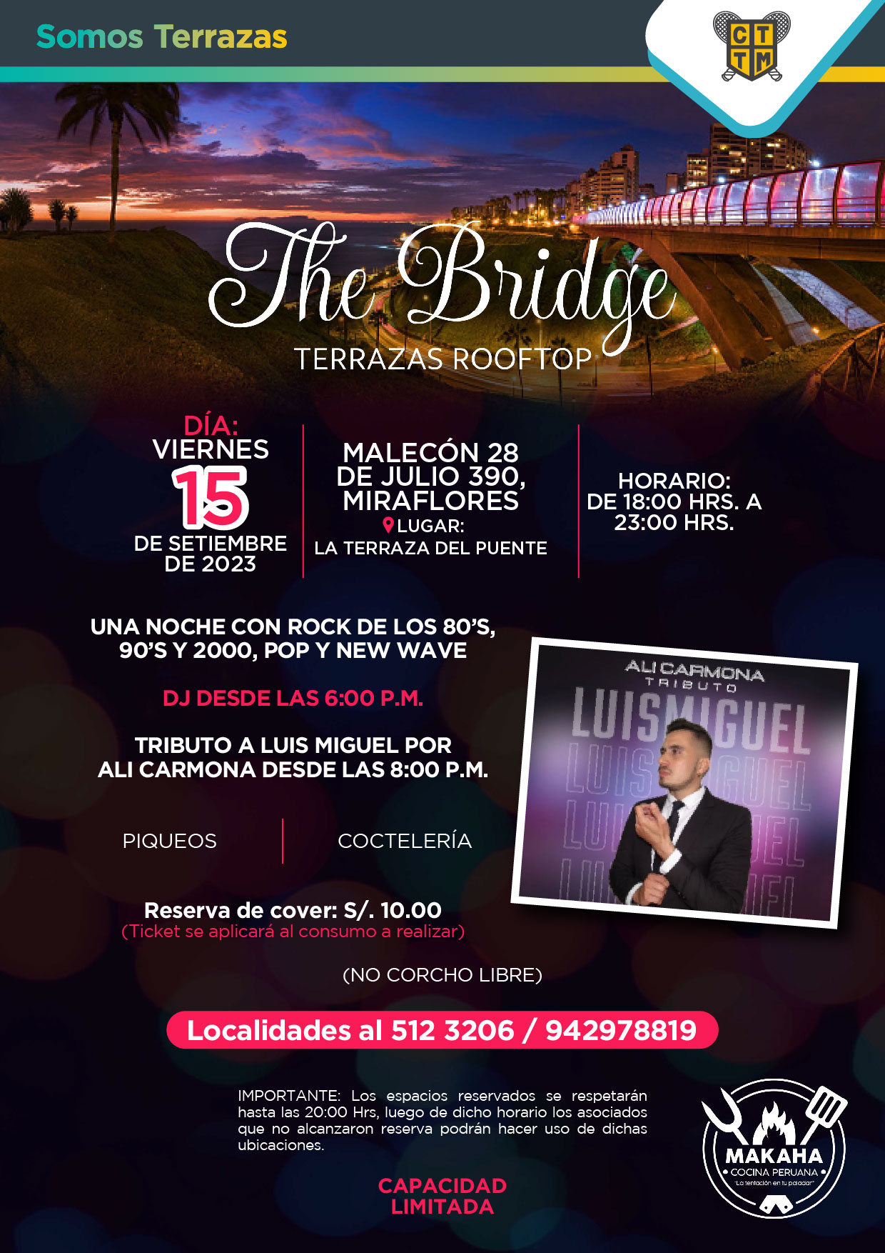 ESTE VIERNES 15 DE SETIEMBRE TE ESPERAMOS EN THE BRIDGE TERRAZAS ROOFTOP