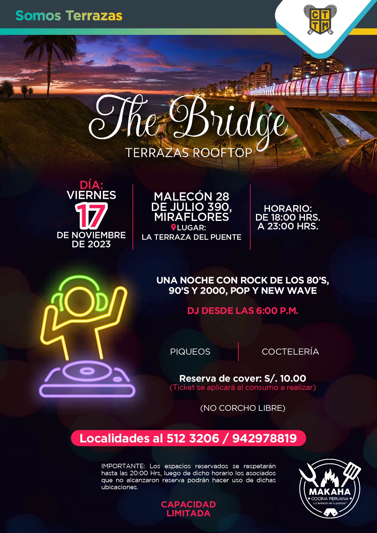 ESTE VIERNES 17 DE NOVIEMBRE TE ESPERAMOS EN THE BRIDGE TERRAZAS ROOFTOP