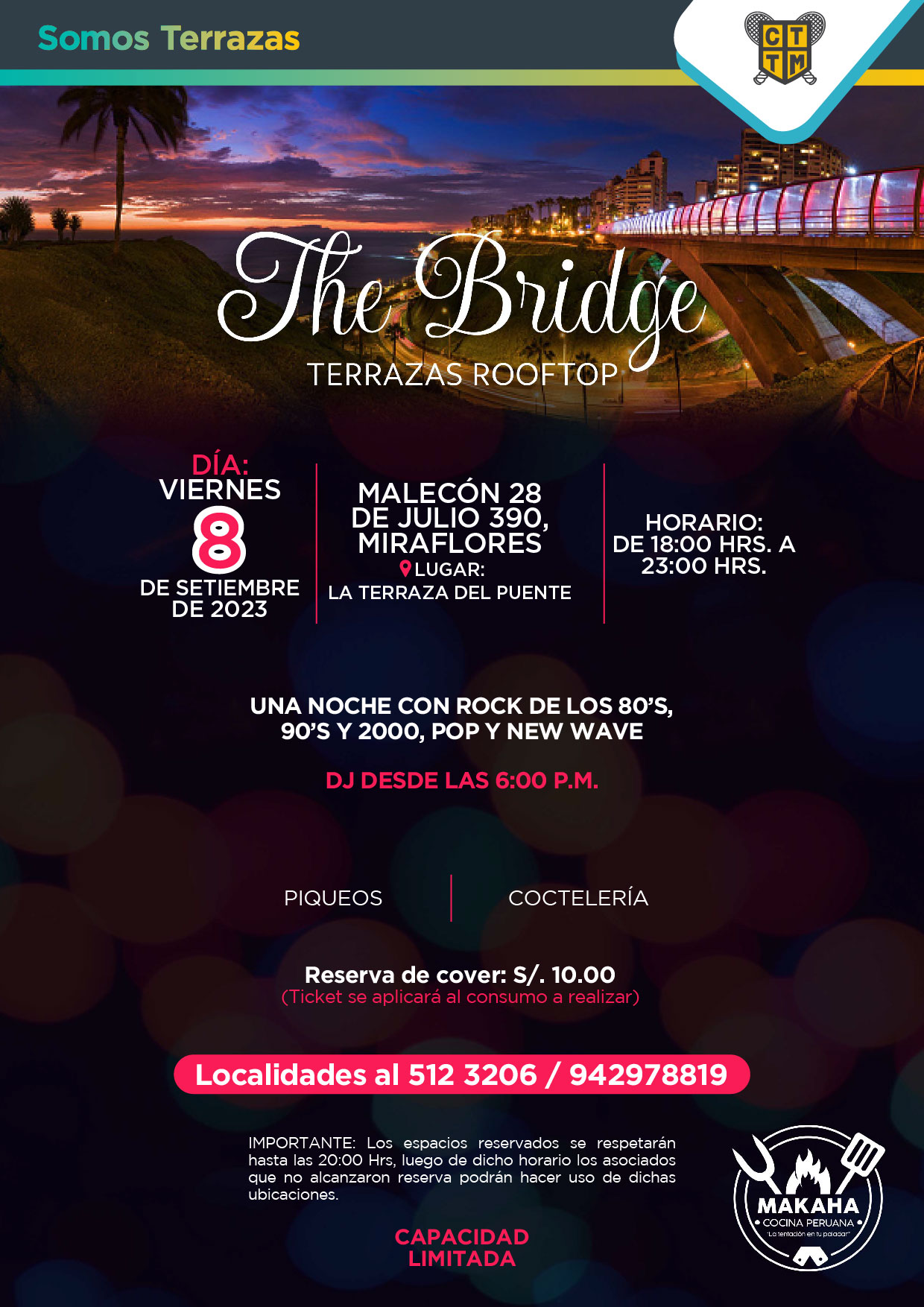 ESTE VIERNES 8 DE SETIEMBRE TE ESPERAMOS EN THE BRIDGE TERRAZAS ROOFTOP