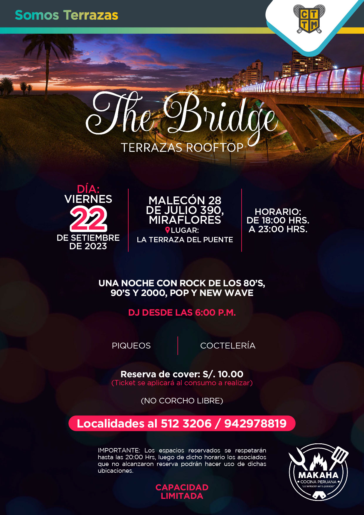 ESTE VIERNES 22 DE SETIEMBRE TE ESPERAMOS EN THE BRIDGE TERRAZAS ROOFTOP