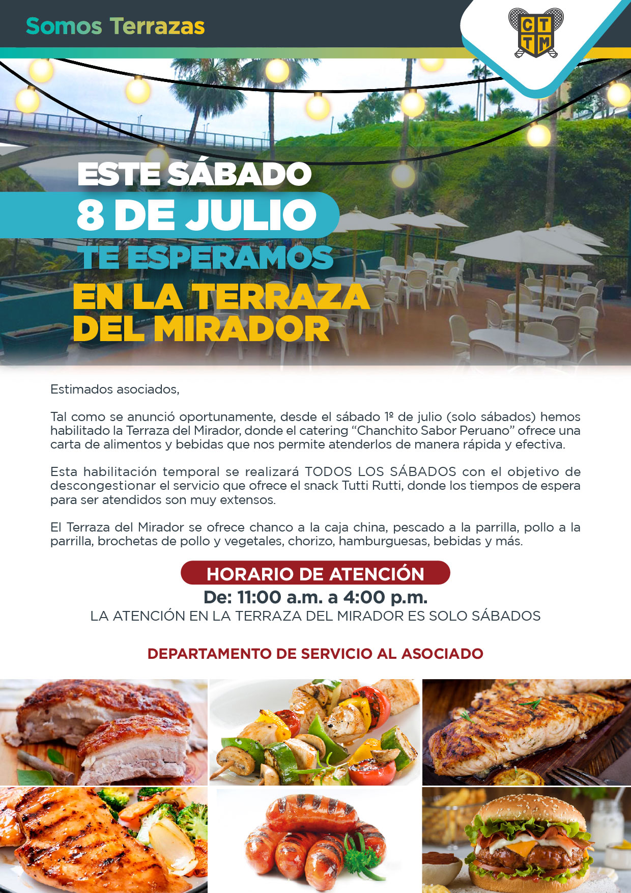 ESTE SÁBADO 8 DE JULIO TE ESPERAMOS EN LA TERRAZA DEL MIRADOR