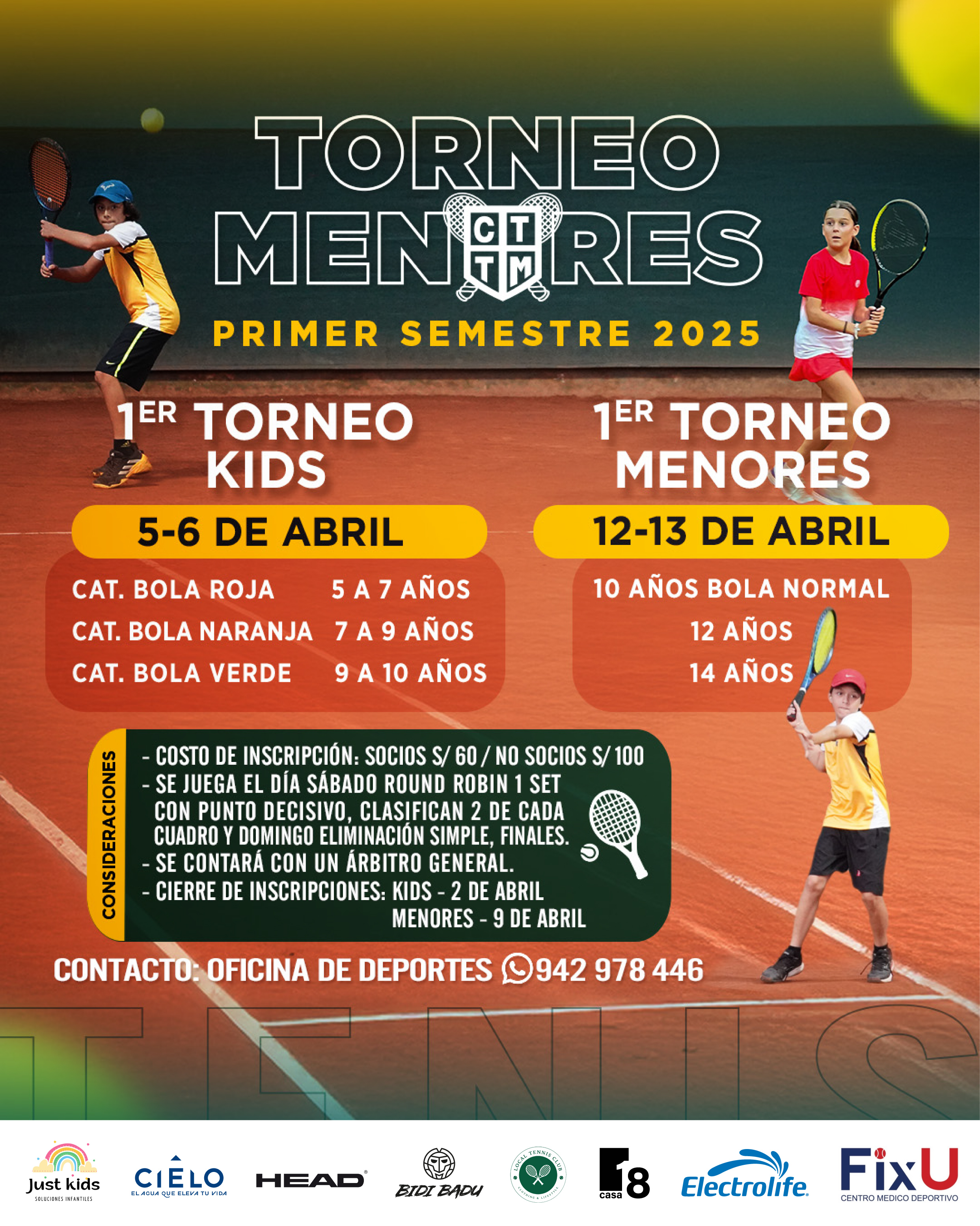 🎾 TORNEOS MENORES - PRIMER SEMESTRE 2025 🏆