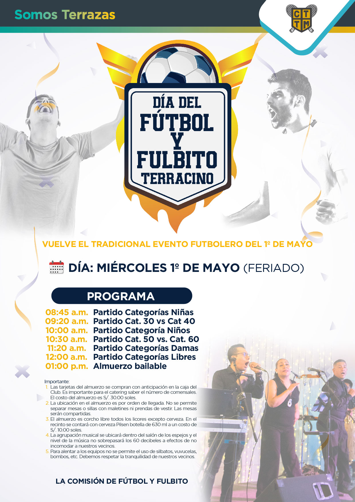 DÍA DE FÚTBOL Y FULBITO TERRACINO: MIÉRCOLES 1º DE MAYO