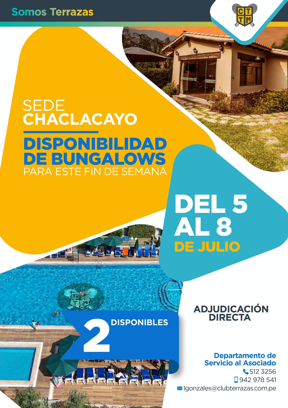  DISPONIBILIDAD BUNGALOW SEDE CHACLACAYO 