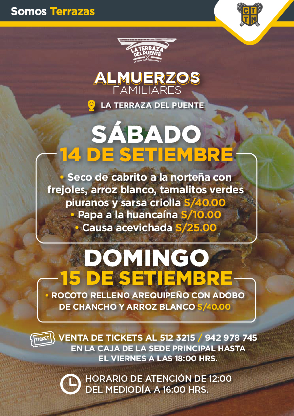 ALMUERZOS FAMILIARES - SÁBADO  Y DOMINGO 15 DE SETIEMBRE