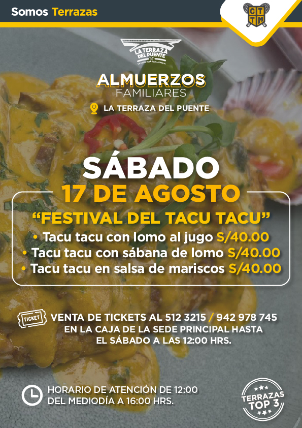 ALMUERZOS FAMILIARES - SÁBADO 17 DE AGOSTO 