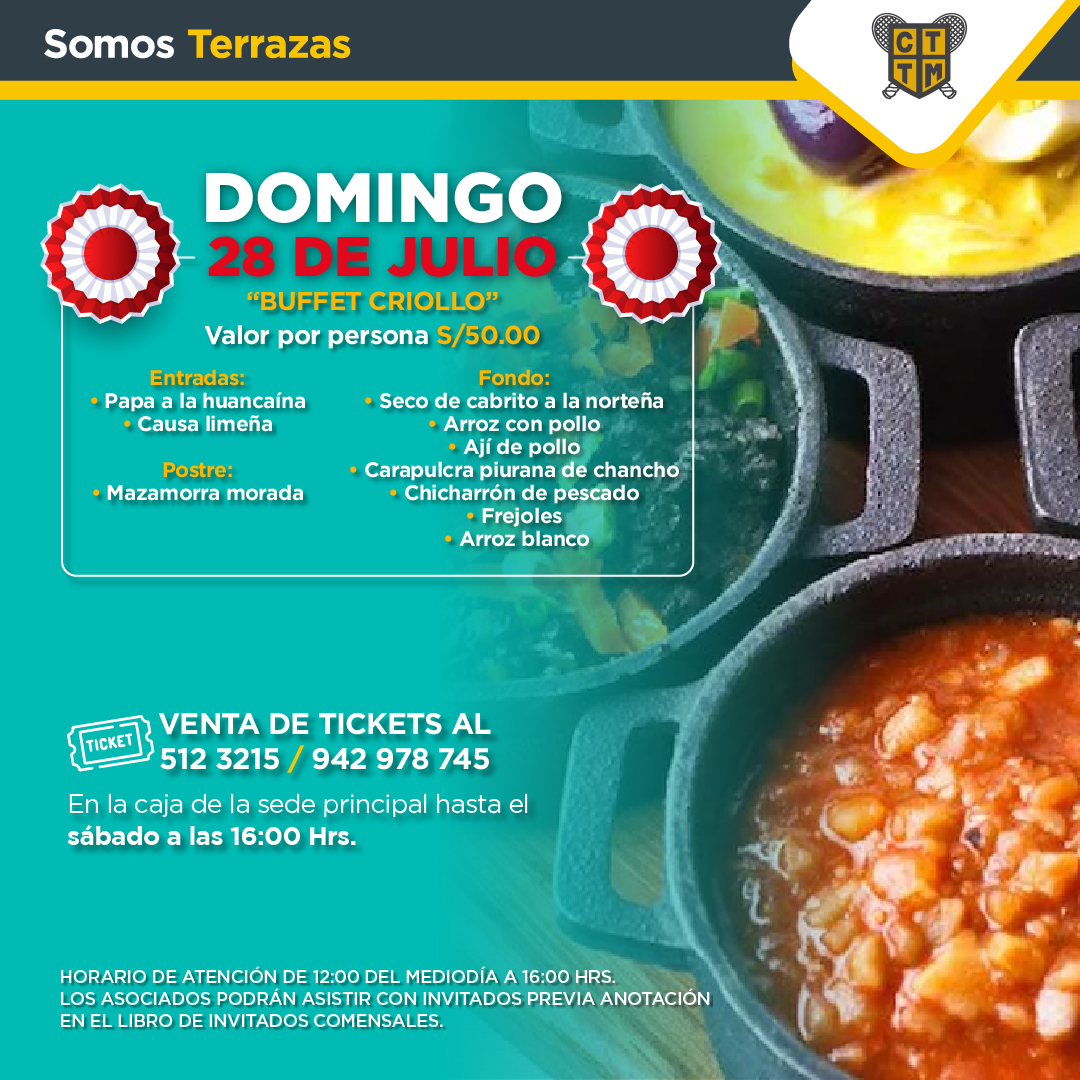 ALMUERZOS FAMILIARES - SÁBADO 27 Y DOMINGO 28 DE JULIO