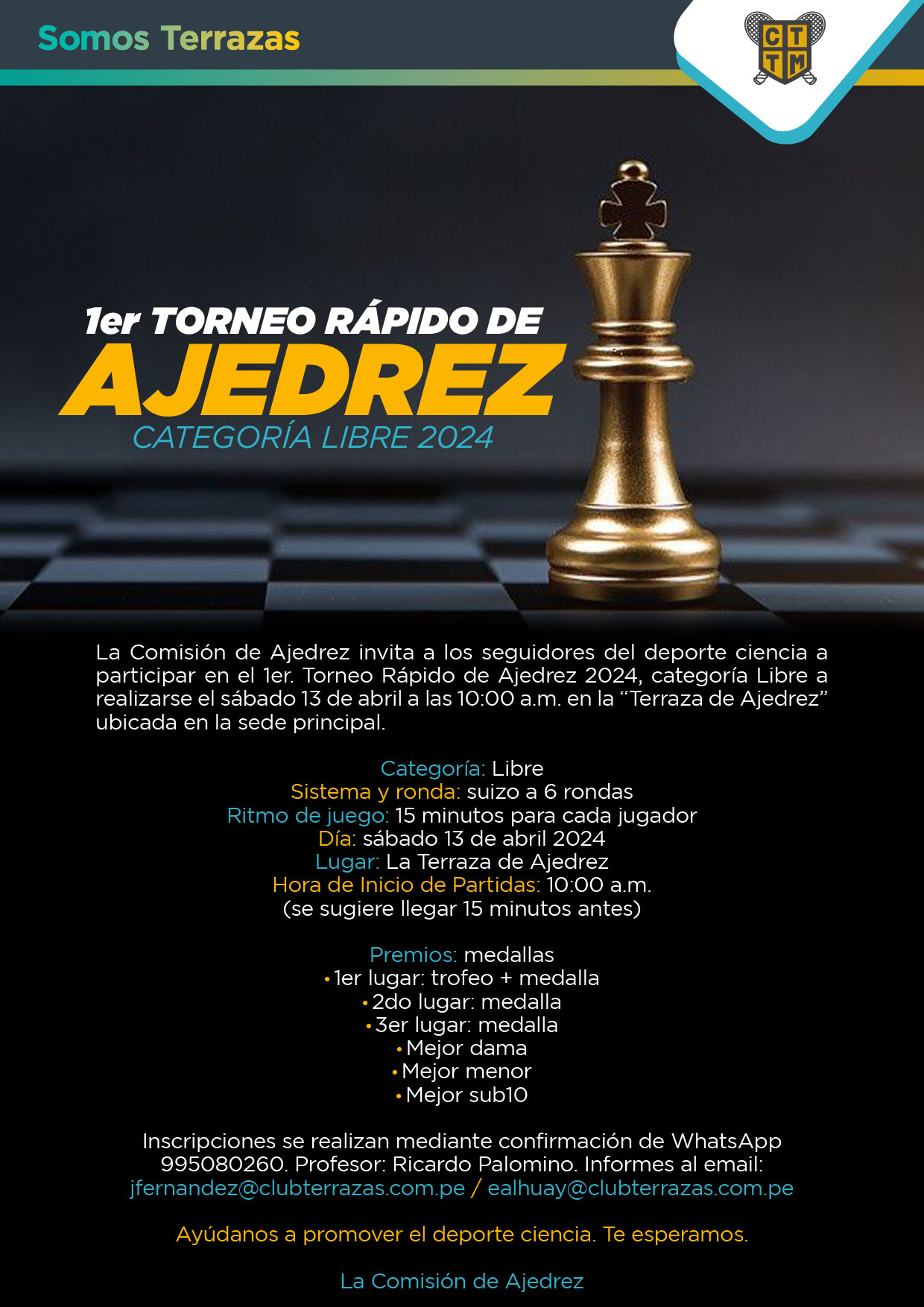 1er TORNEO RÁPIDO DE AJEDREZ CATEGORÍA LIBRE 2024