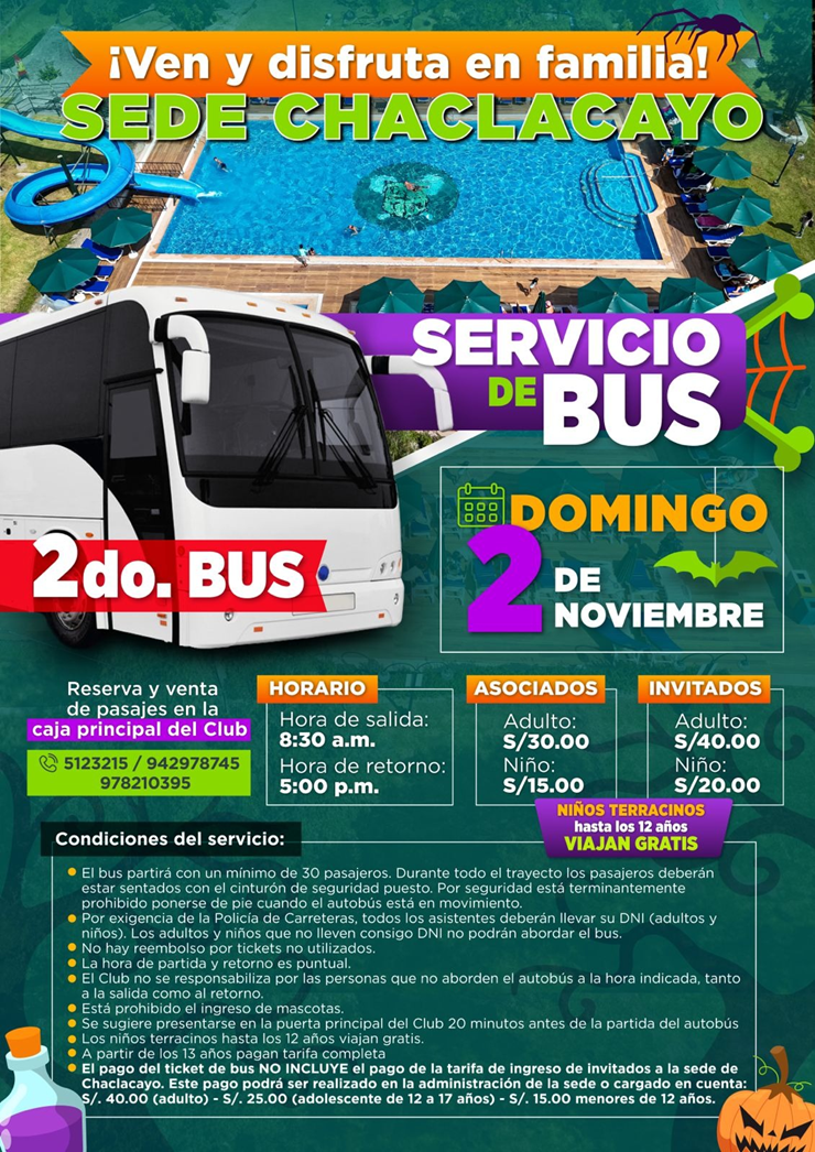 🚌🎃 2DO BUS -2 DE NOVIEMBRE - SERVICIO DE BUS A SEDE CHACLACAYO 🕸️🕷️🚌