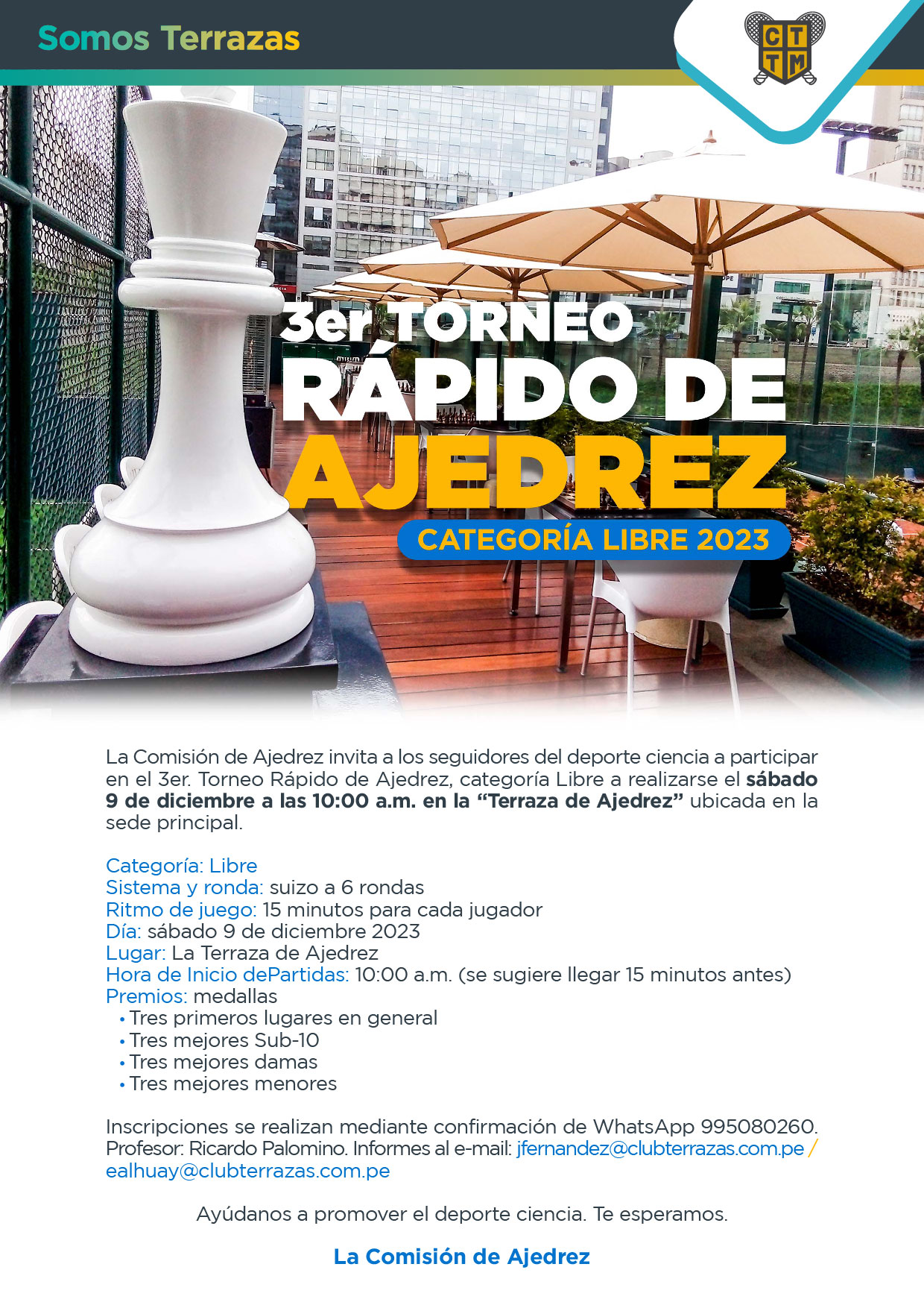 3er TORNEO RÁPIDO DE AJEDREZ - CATEGORÍA LIBRE 2023