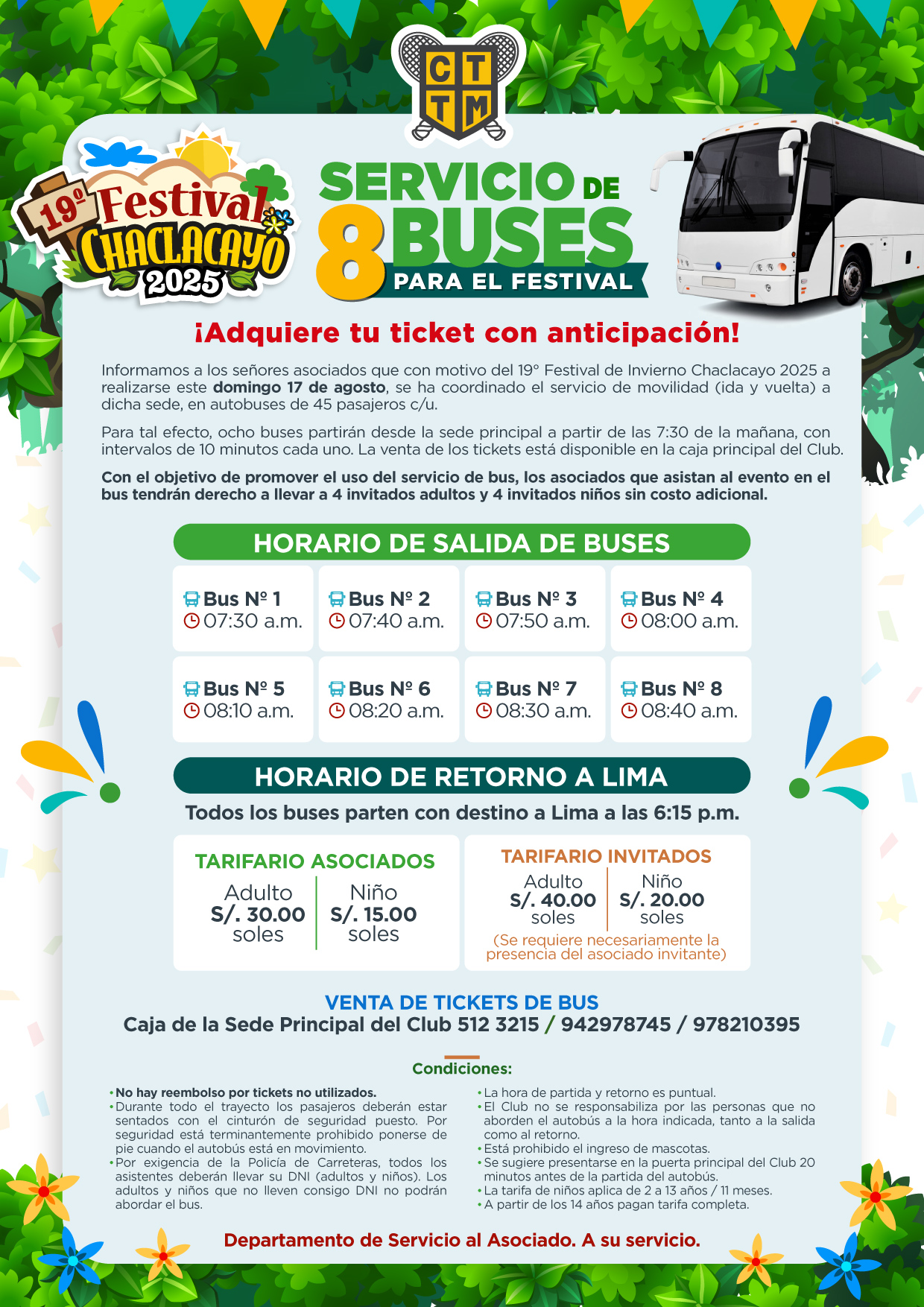 🚌🎉 SERVICIO DE BUSES PARA EL FESTIVAL DE CHACLACAYO 🌄✨