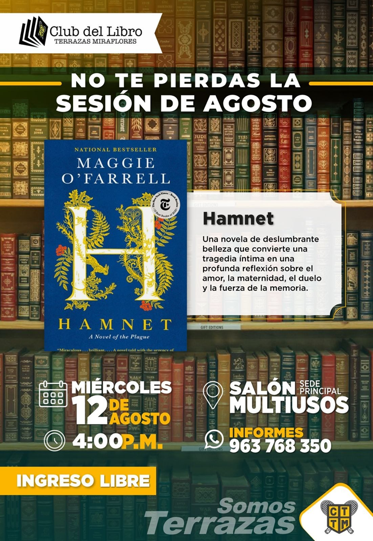 📅TE INVITAMOS A LA SESIÓN DE AGOSTO DEL CLUB DEL LIBRO 📚